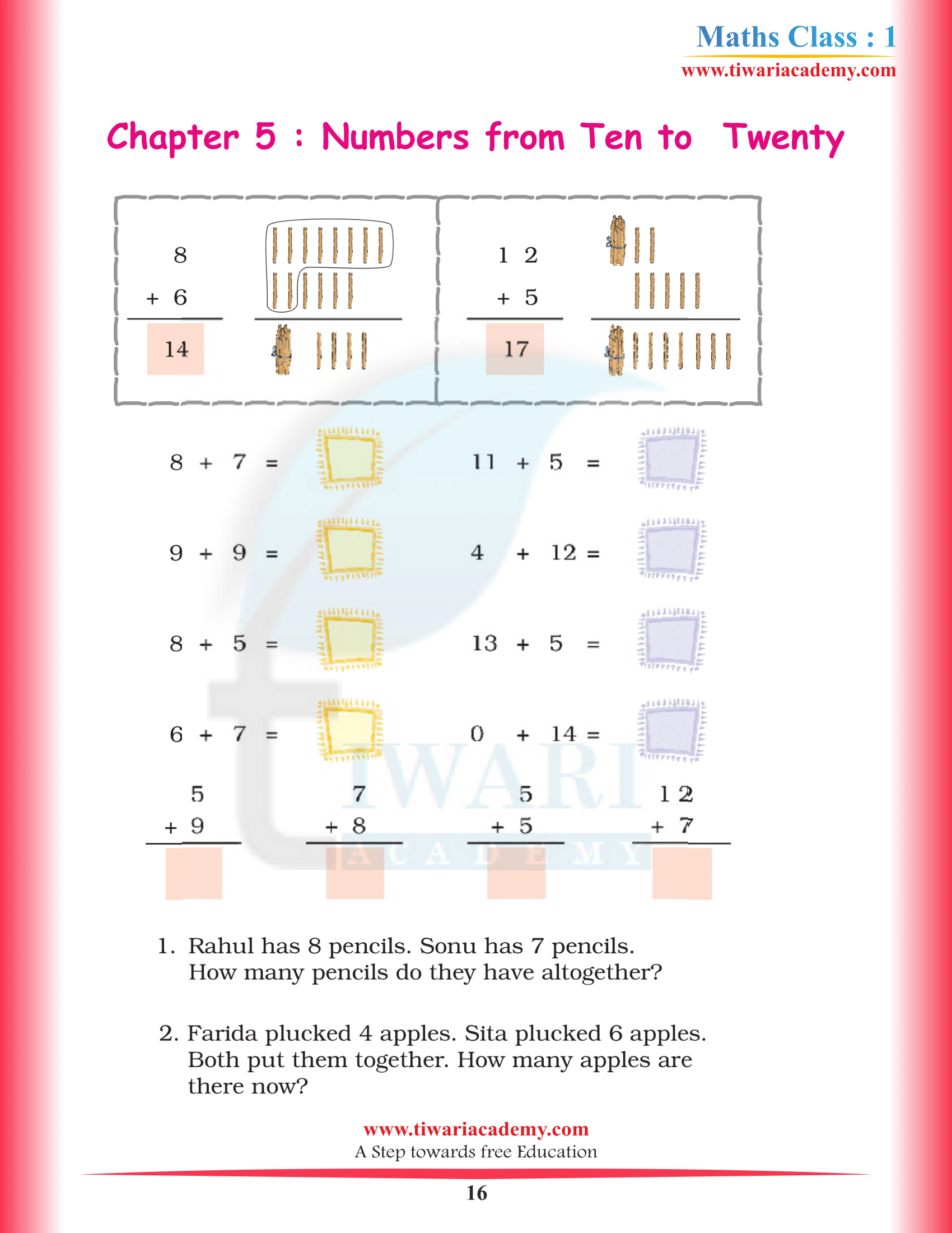 Standard 1st Maths Chapter 5 answers