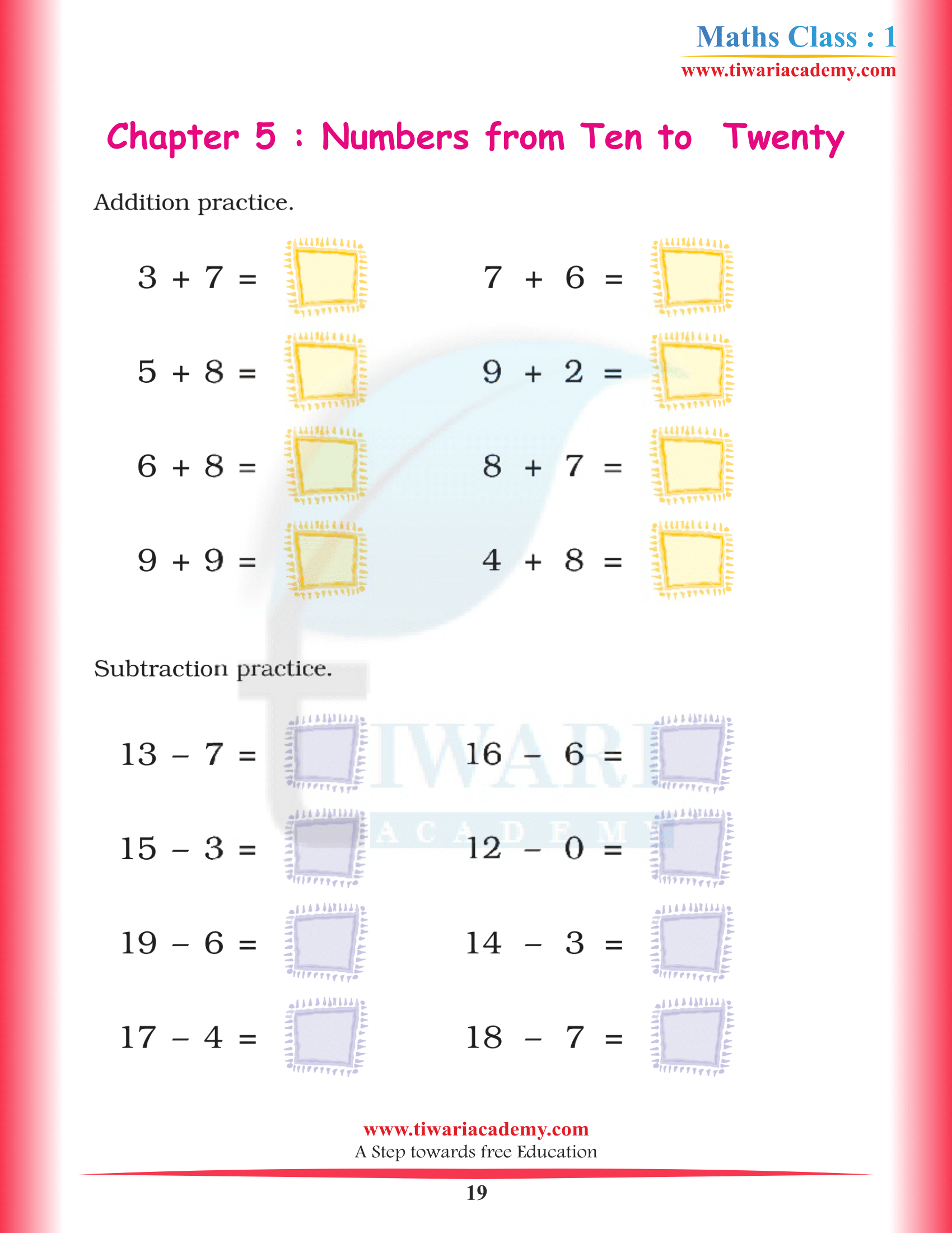 Standard 1st Maths Chapter 5 download