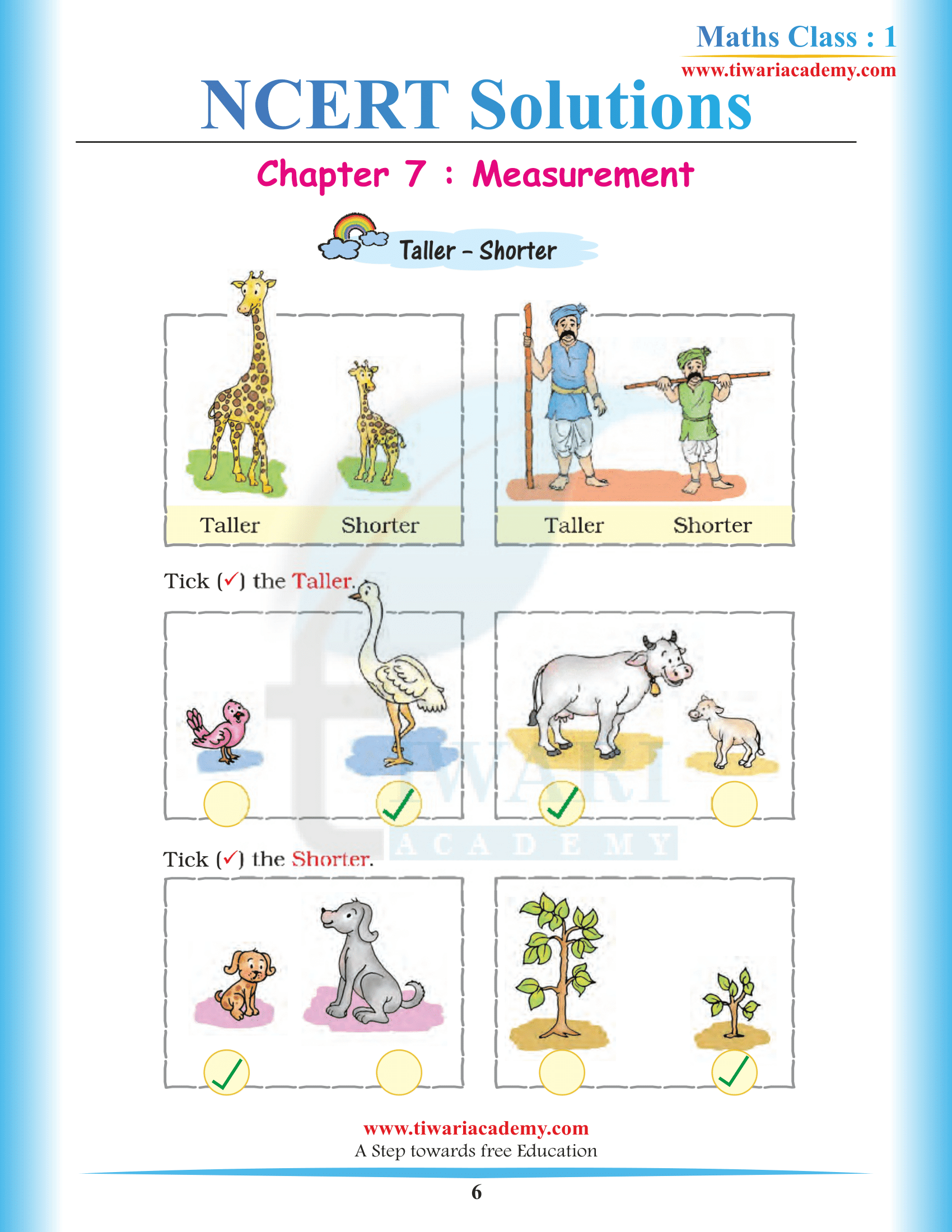 Class 1 Maths Chapter 7 solutions