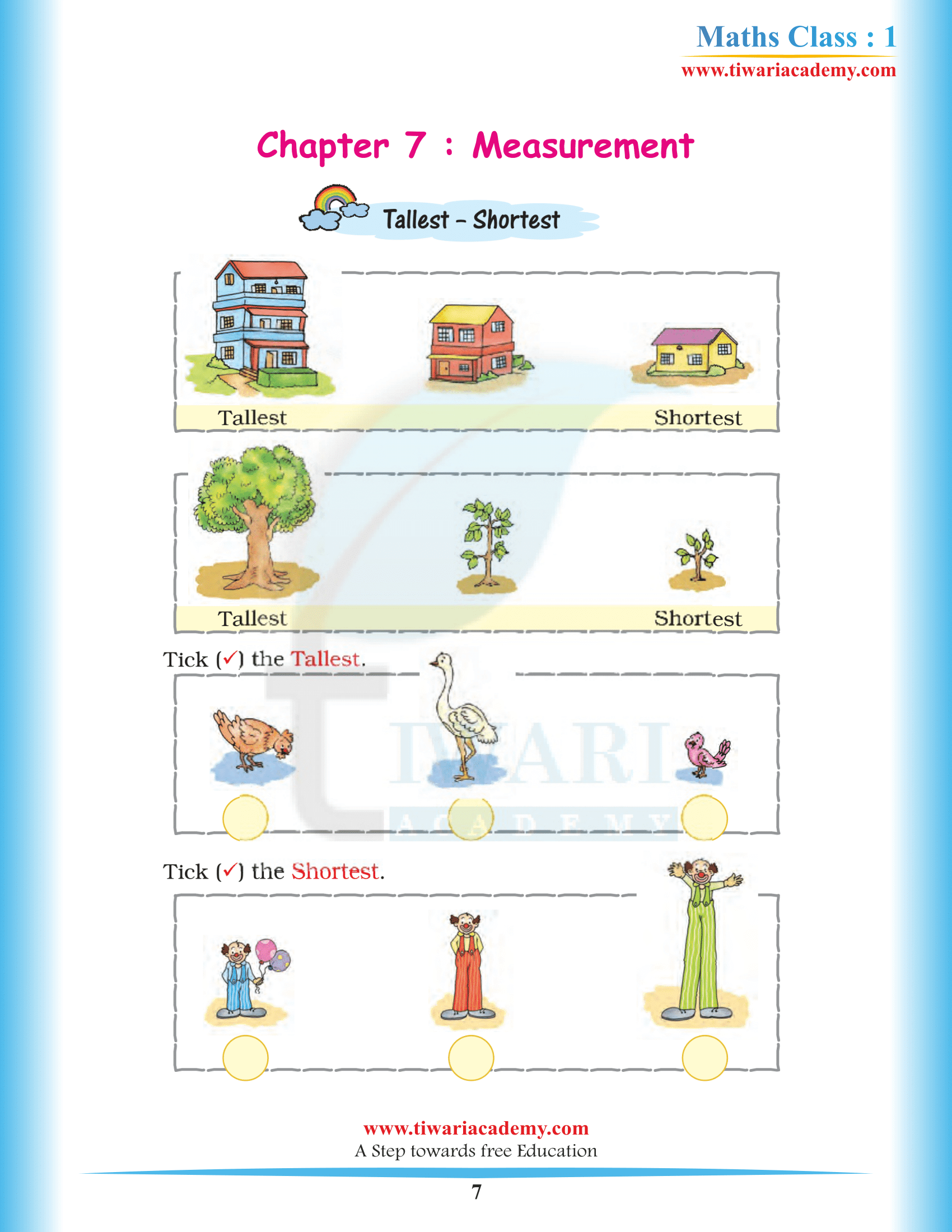 Class 1 Maths Chapter 7 answers