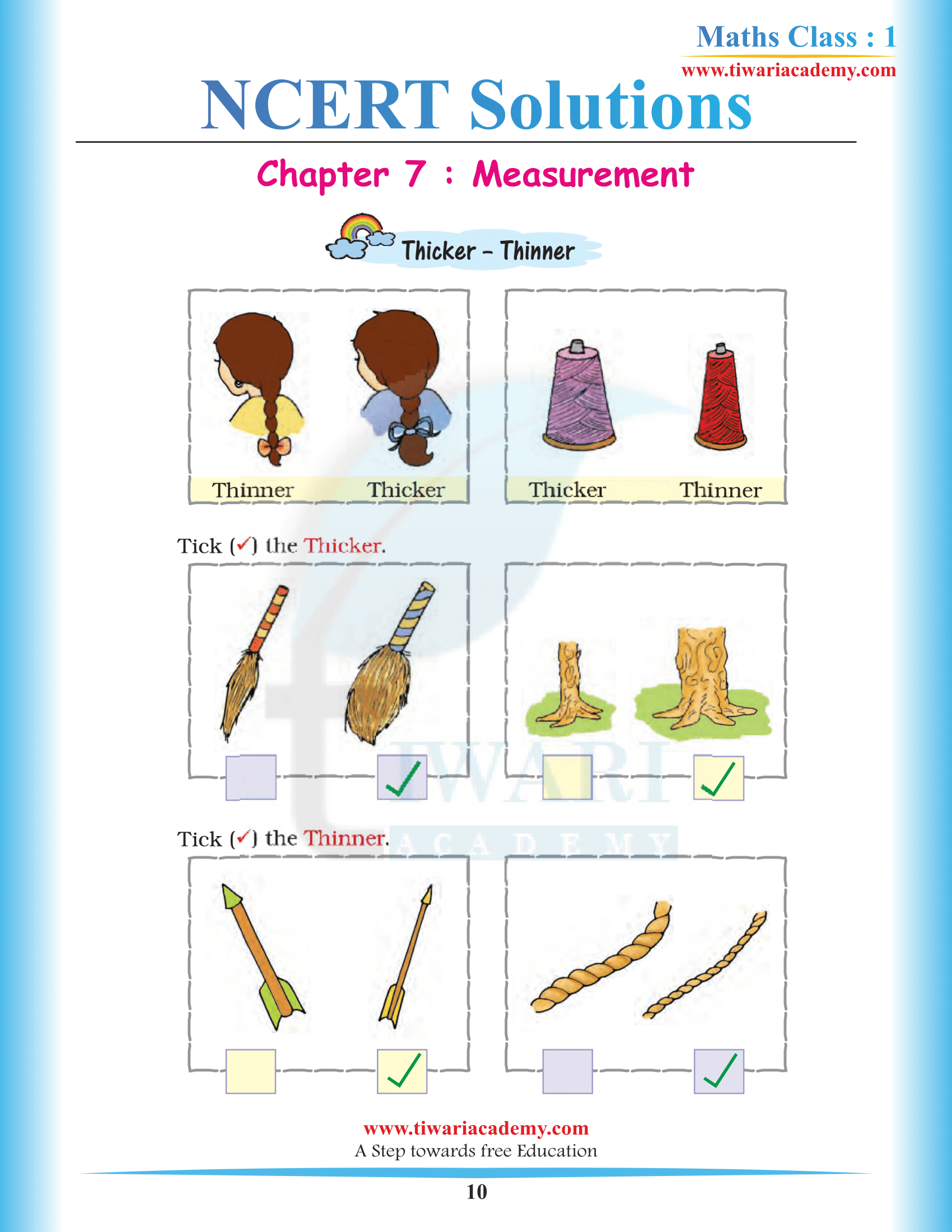 Class 1 Maths Chapter 7 question answers