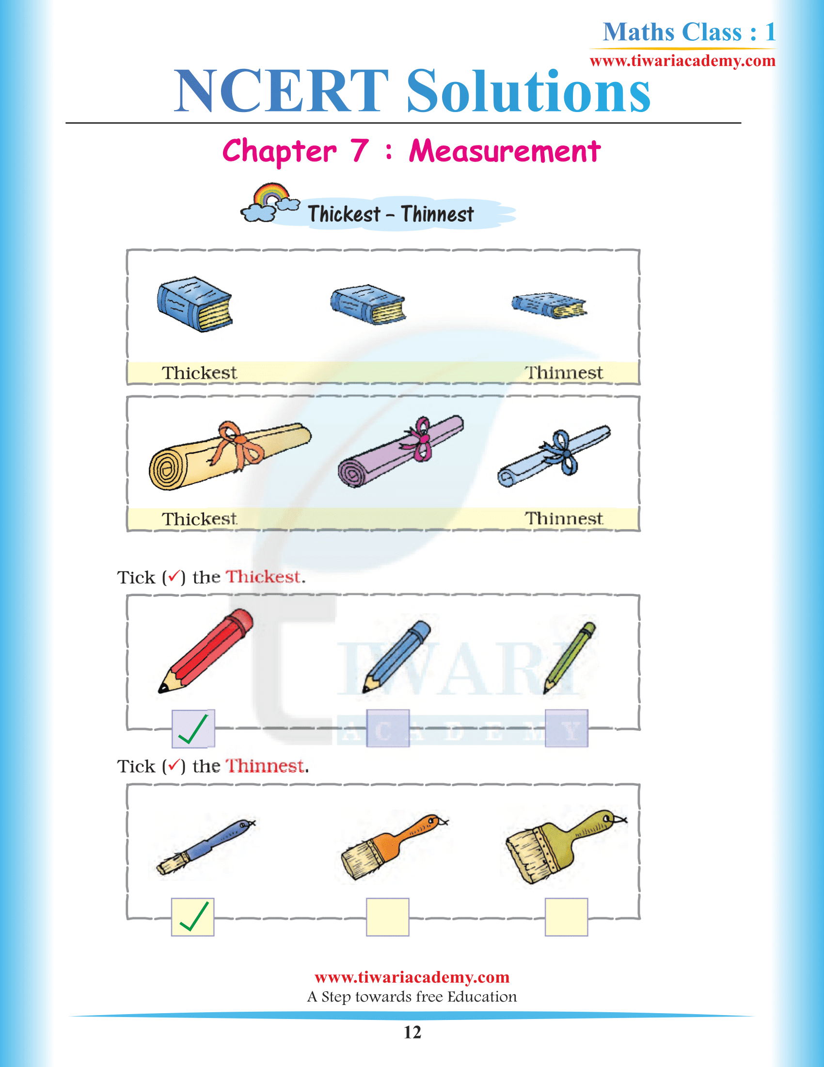 Grade 1 Maths Chapter 7 solutions