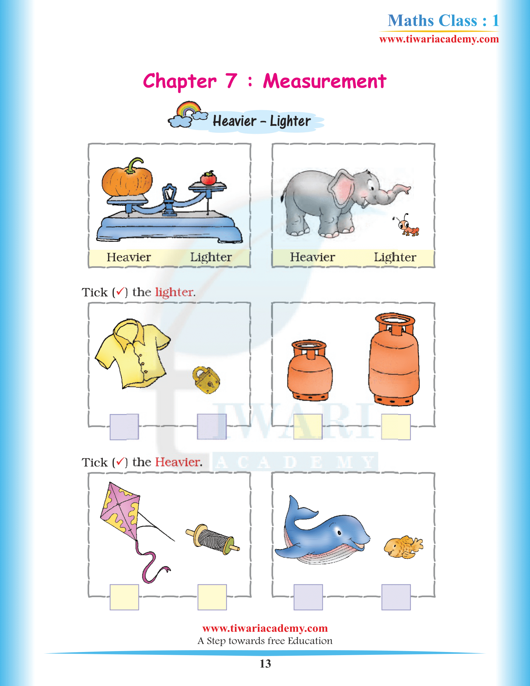 Grade 1 Maths Chapter 7 solutions in English Medium