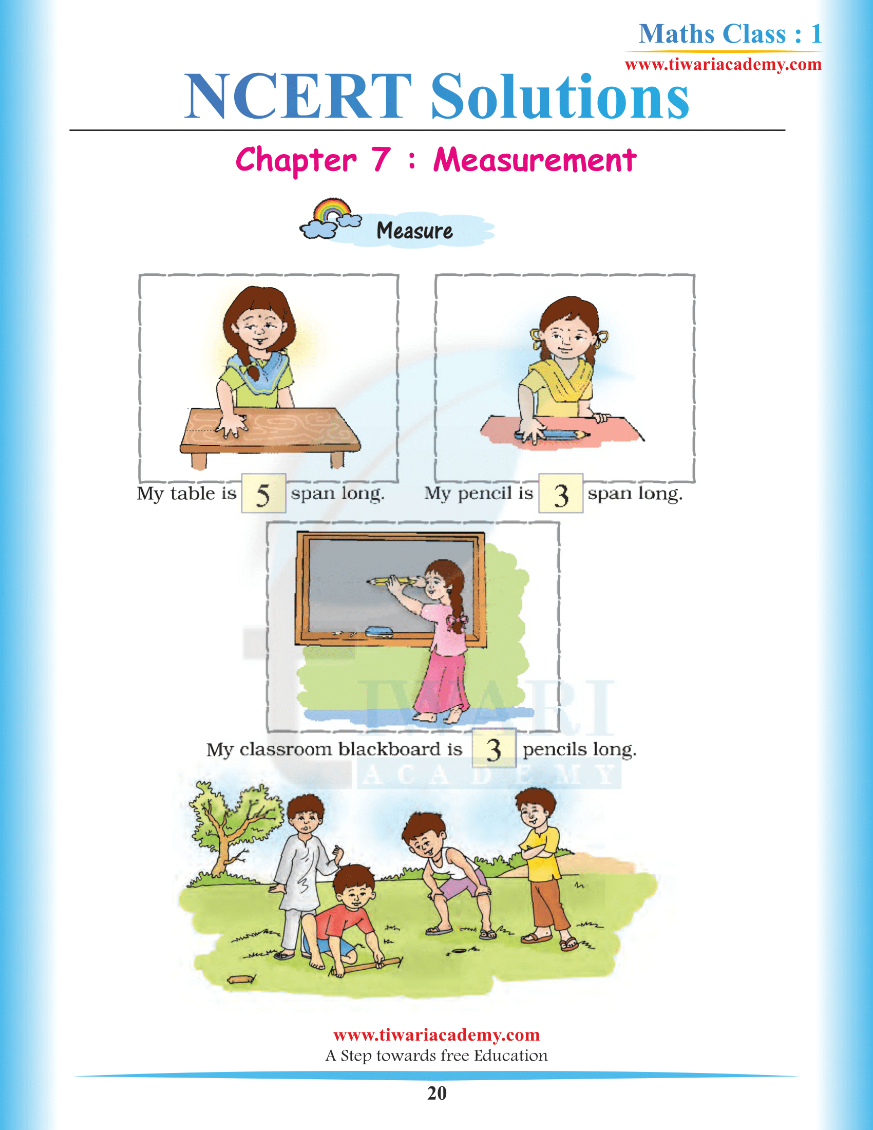 Standard 1 Maths Chapter 7 question answers free