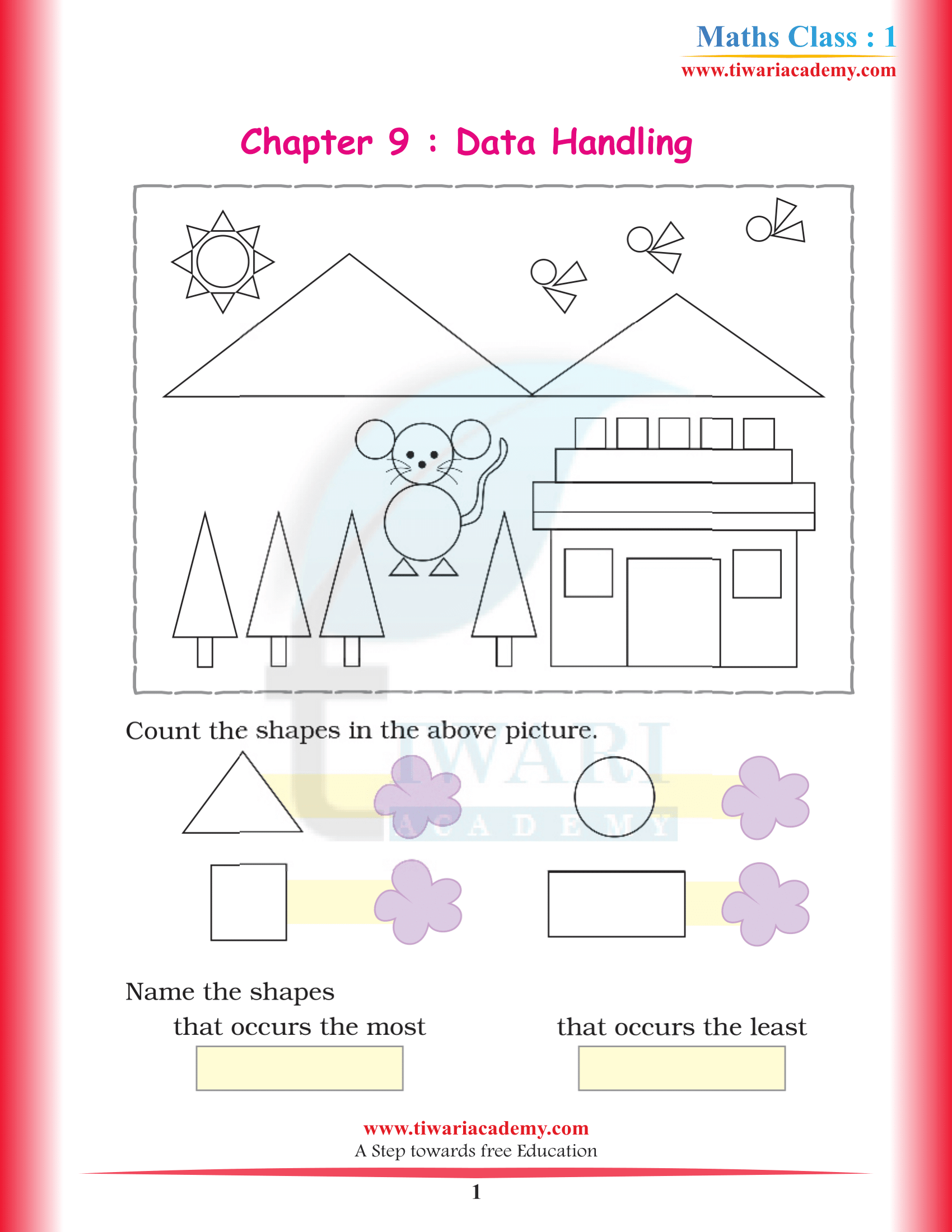 NCERT Solutions for Class 1 Maths Chapter 9 Data Handing