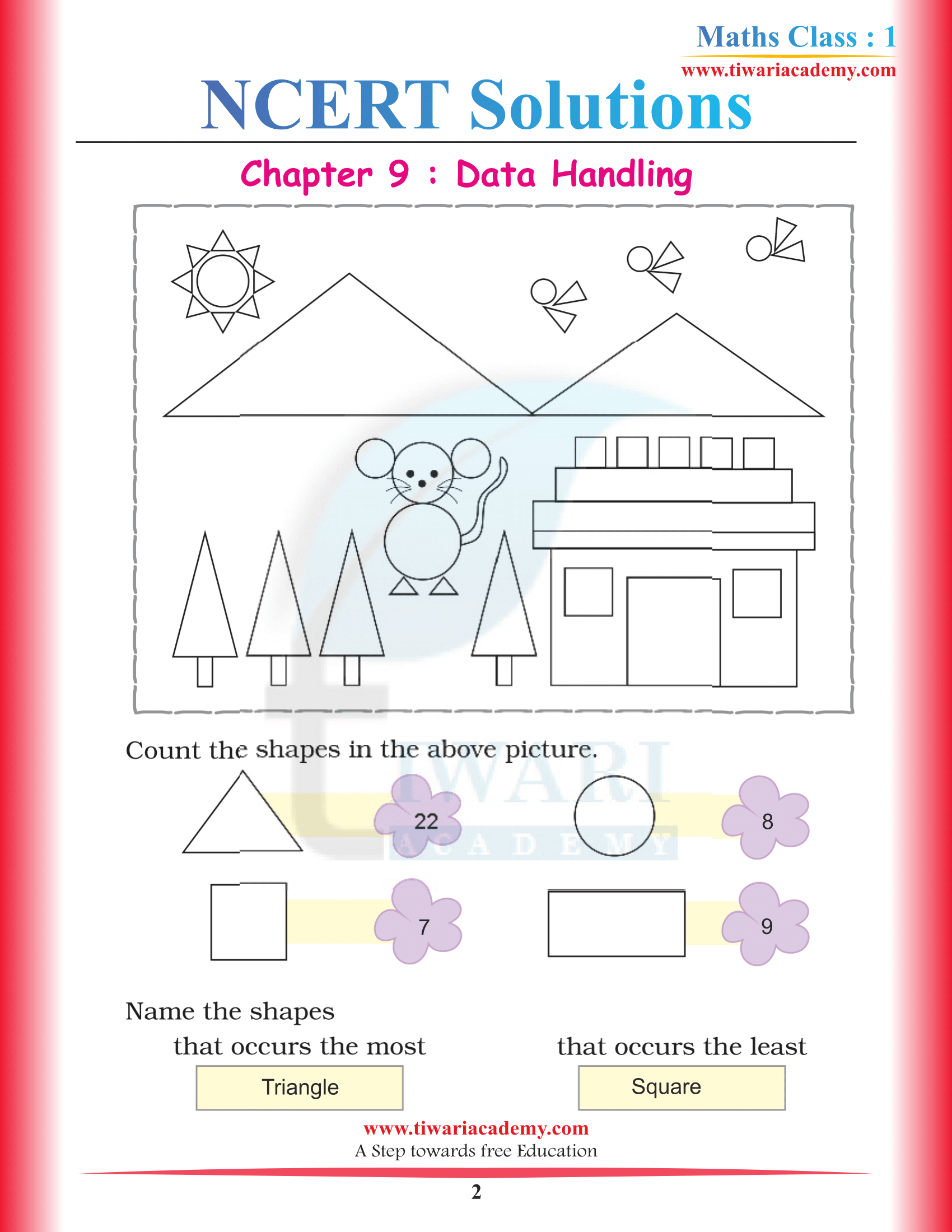 NCERT Solutions for Class 1 Maths Chapter 9 in PDF