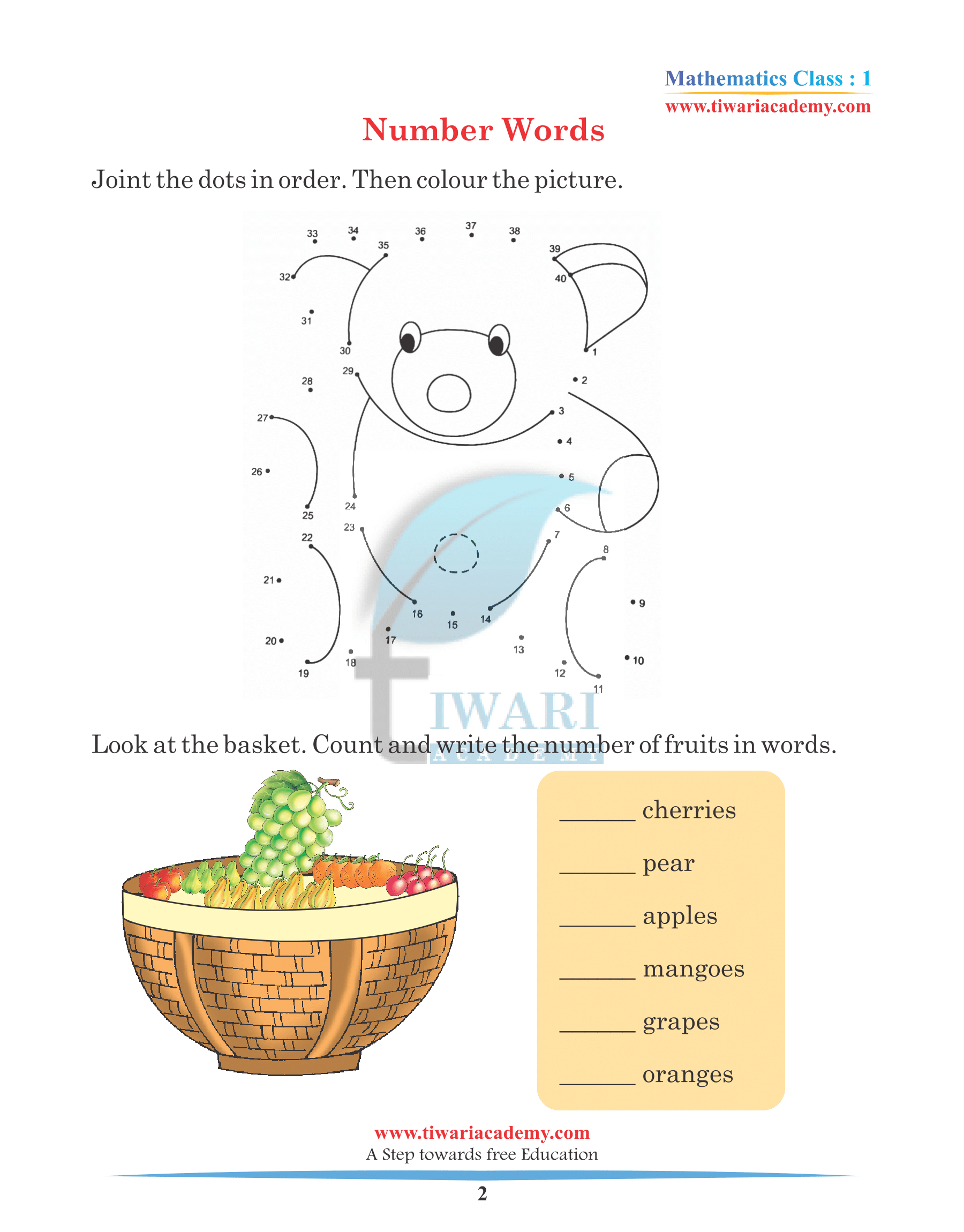 Class 1 Maths Practice Book