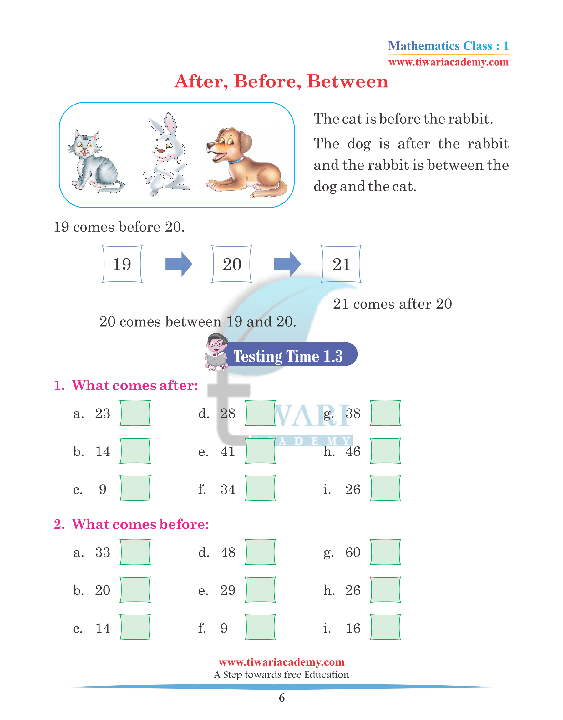 1st Maths Chapter 1 Practice Book