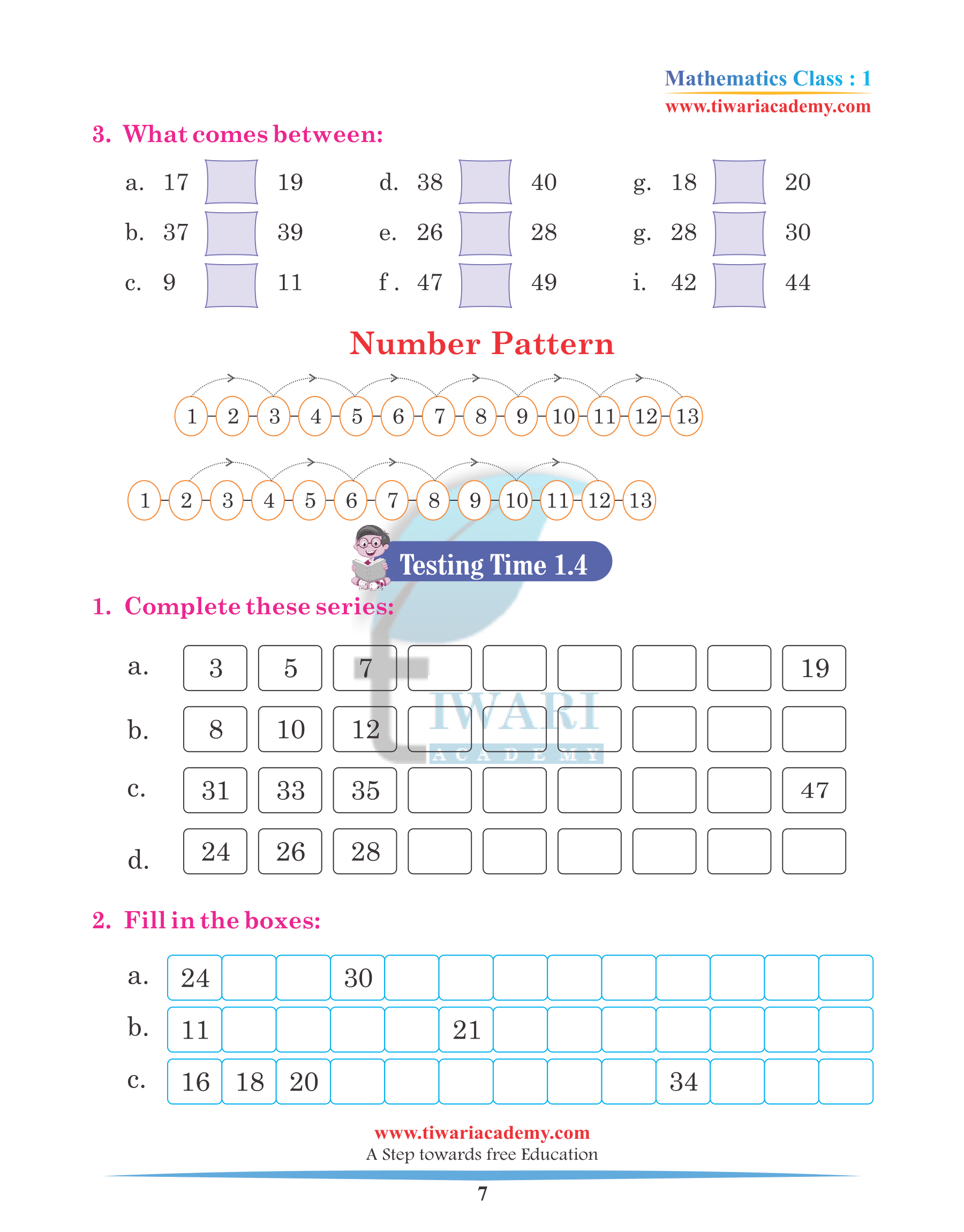 Grade 1 Maths Chapter 1 Practice Book