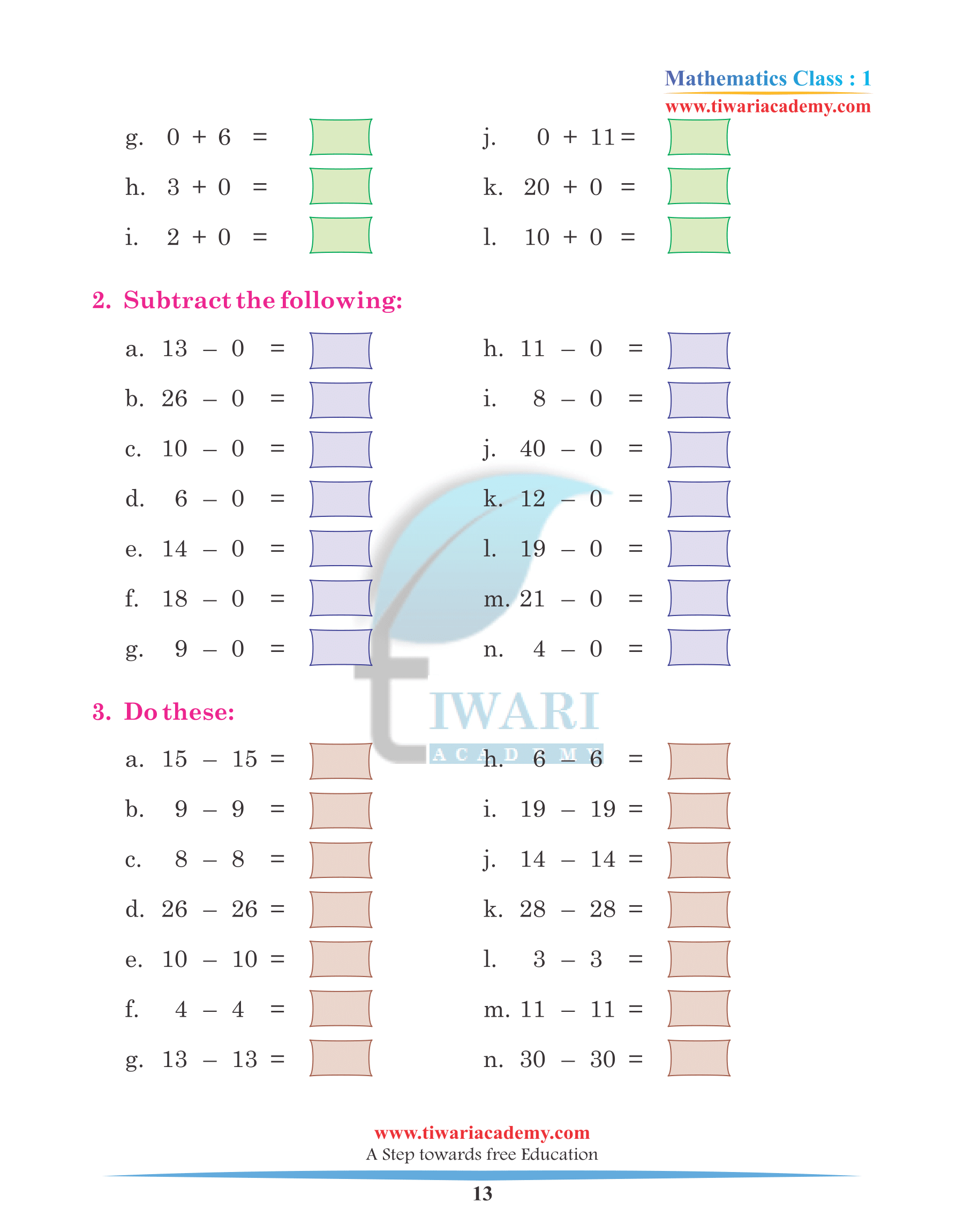 Grade 1 Maths Chapter 1 practice papers