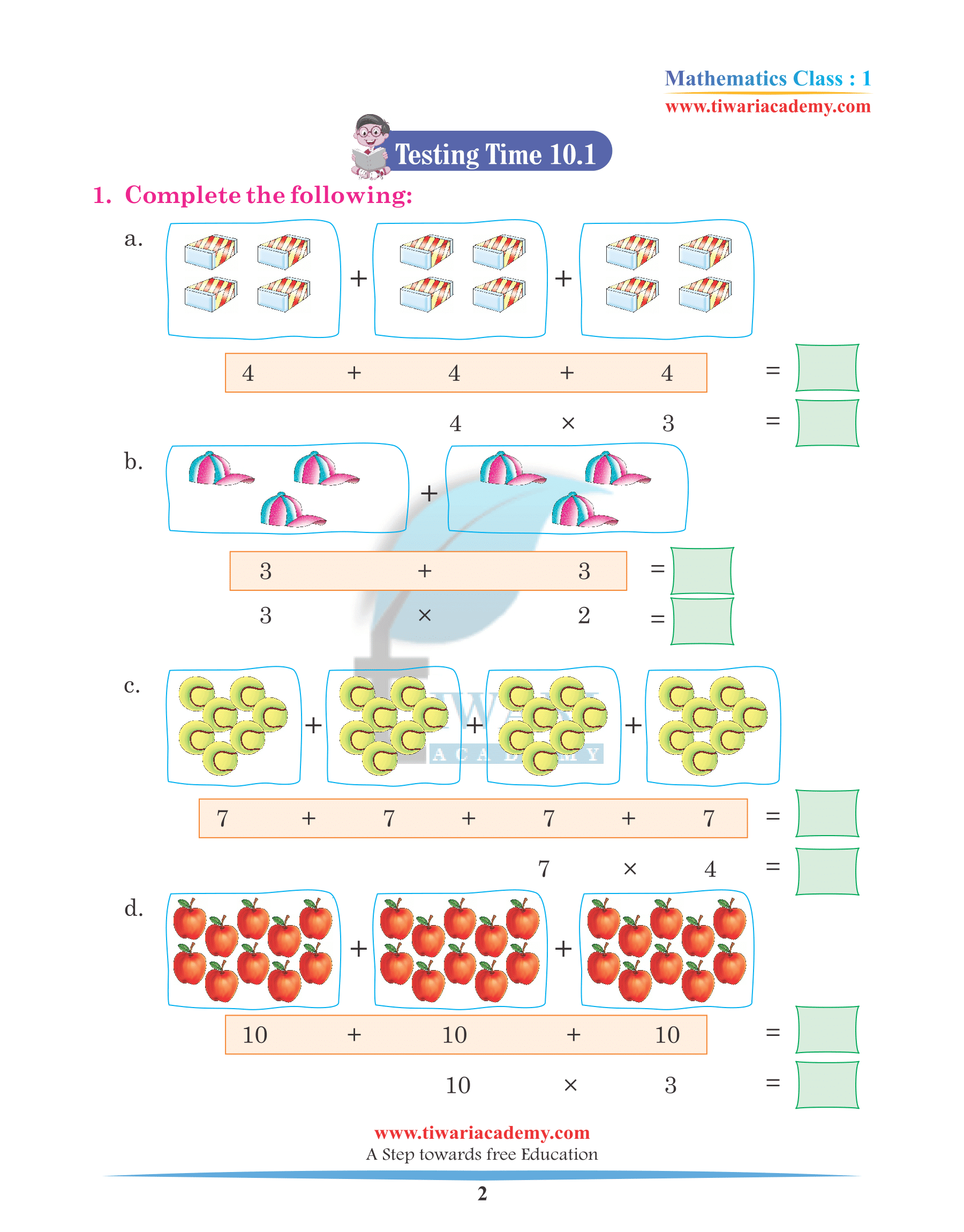 Class 1 Maths Chapter 10 Practice Book in PDF