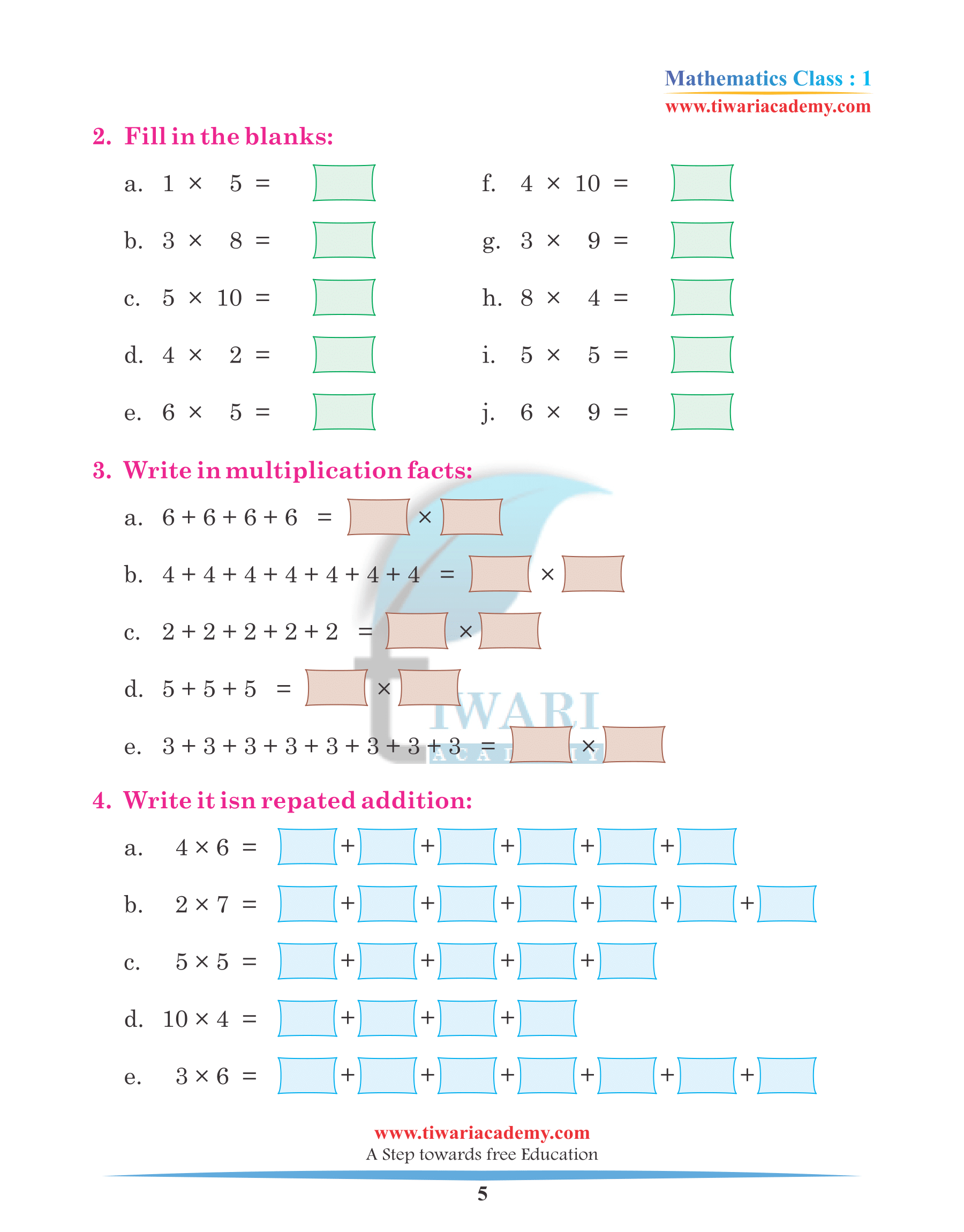 Class 1 Maths Chapter 10 Revision Quesitons