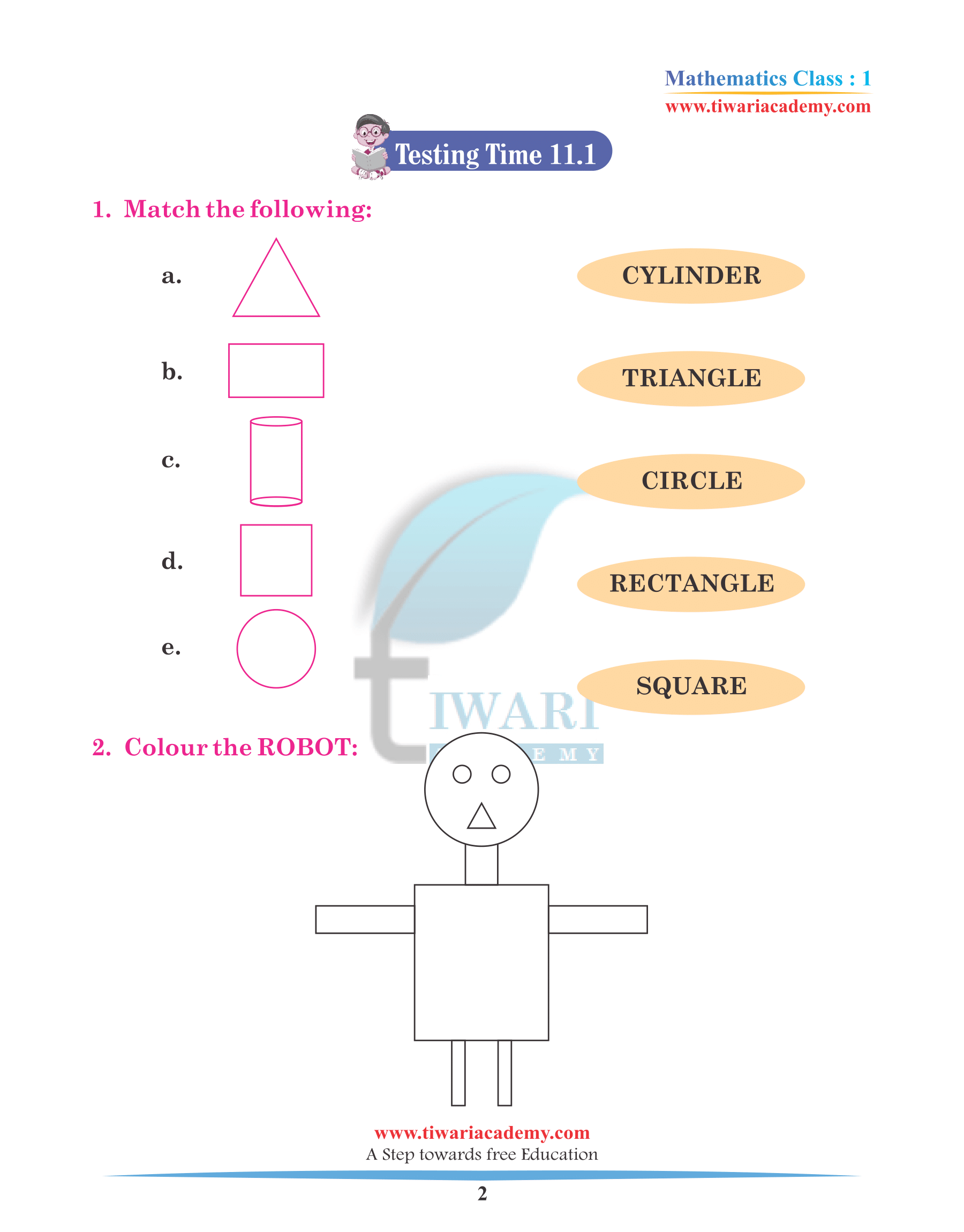 Class 1 Maths Chapter 11 Revision Questions