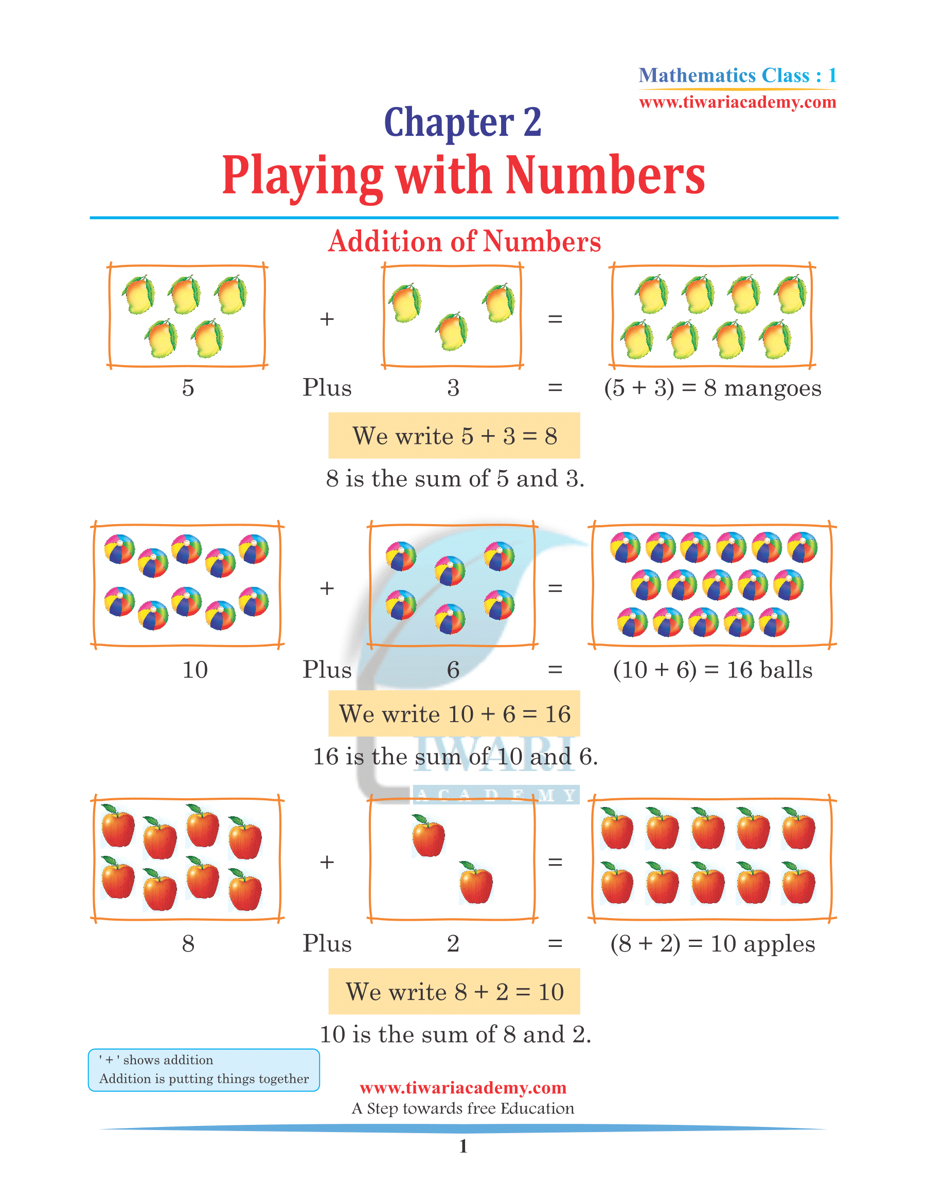 Class 1 Maths Chapter 2 Practice Book