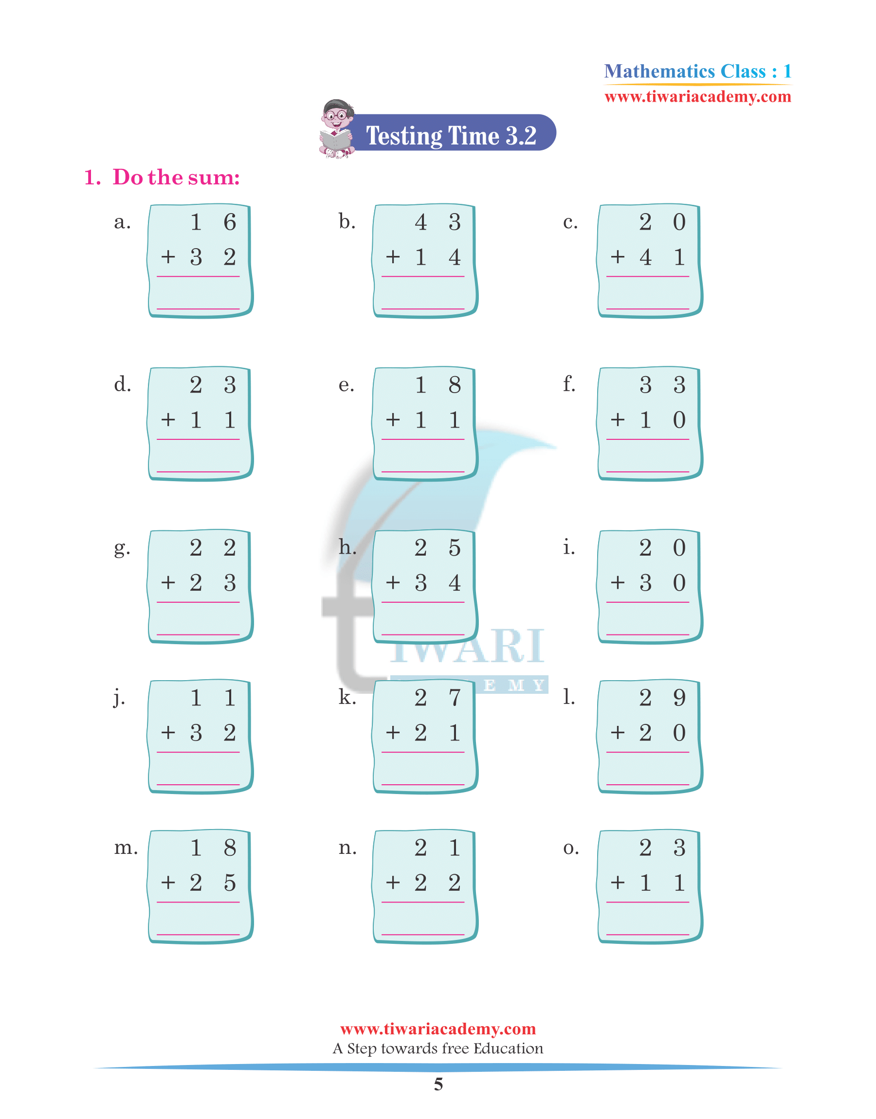 Class 1 Maths Chapter 3 Revision