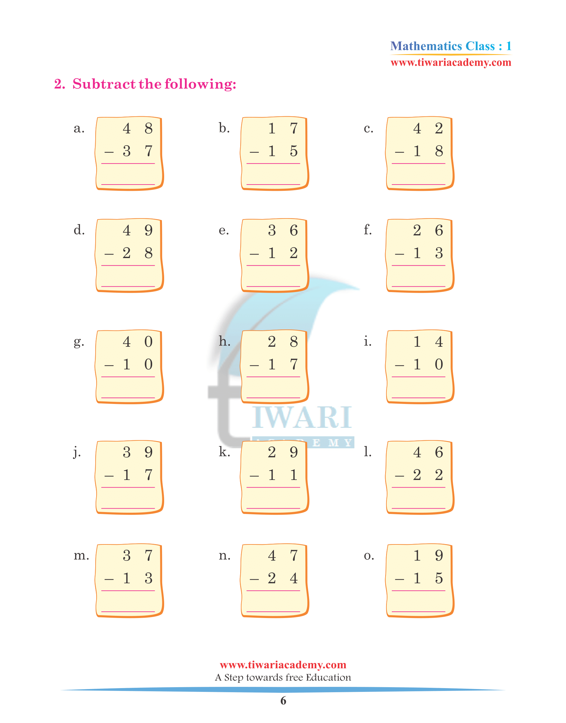 Class 1 Maths Chapter 3 Revision Book