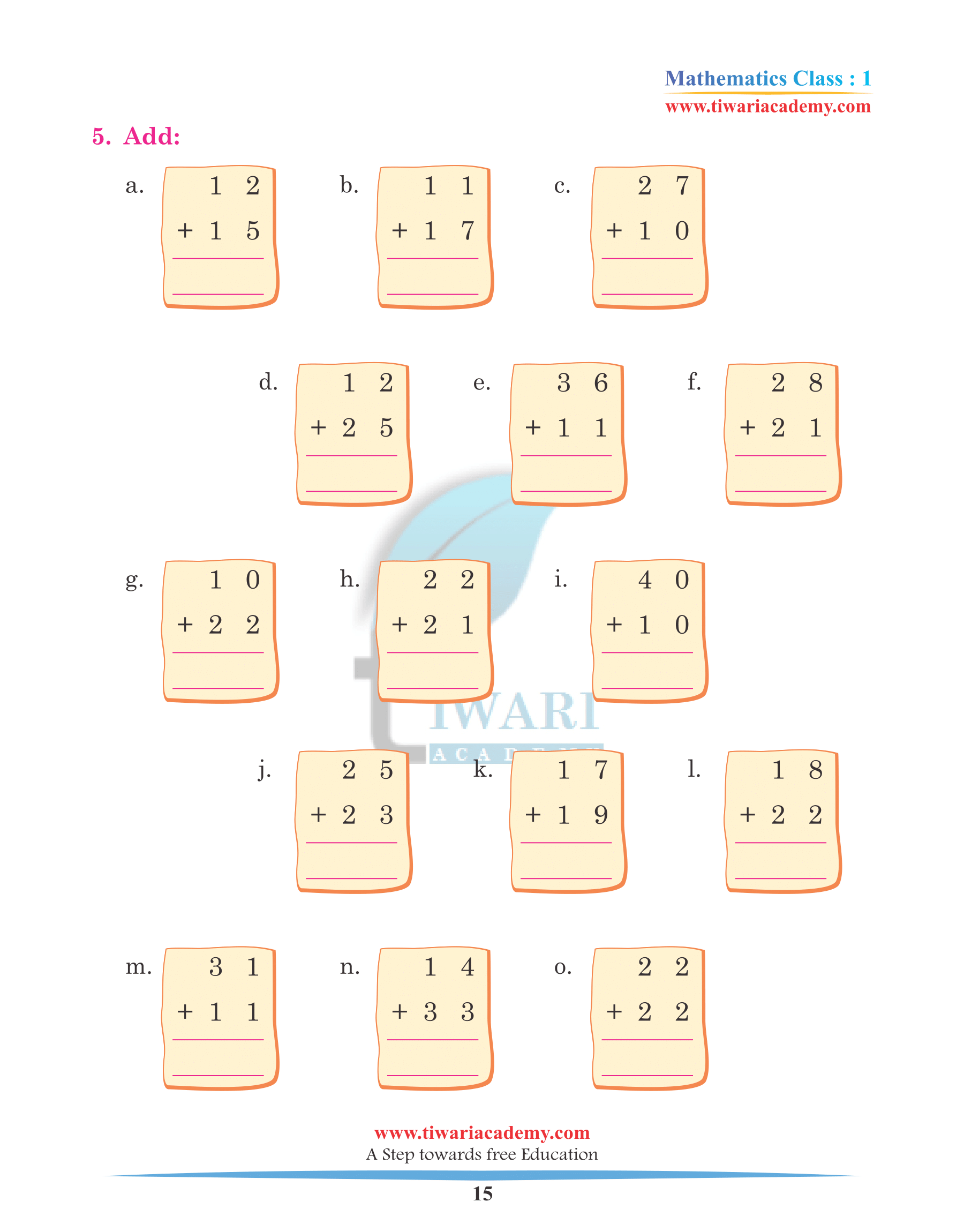 Class 1 Maths Chapter 3 practice revision