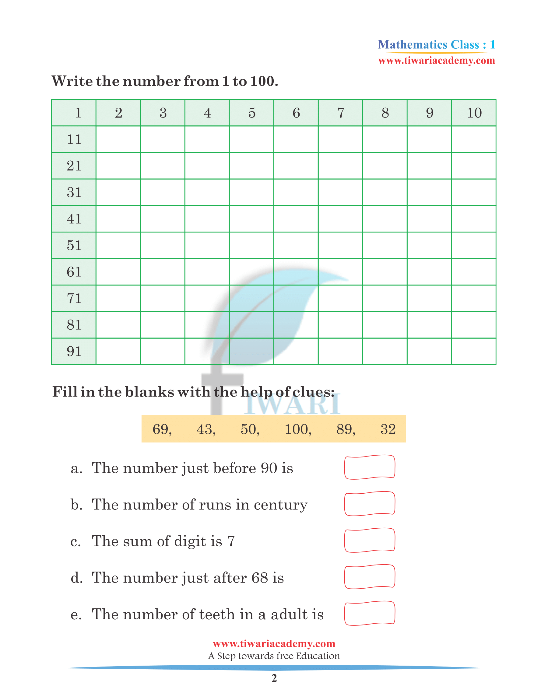 Class 1 Maths Chapter 4 Practice Book