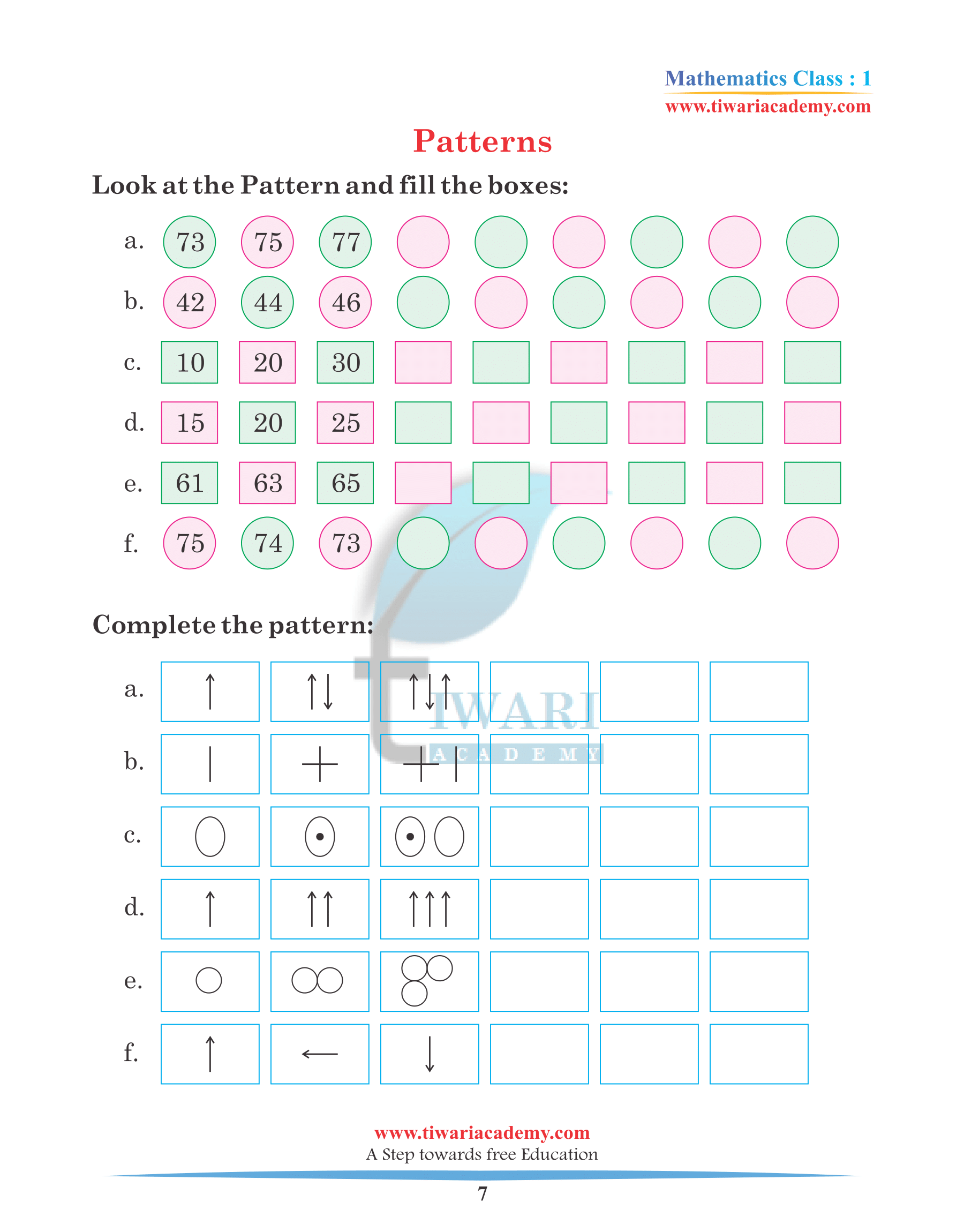 Class 1 Maths Chapter 4 Revision