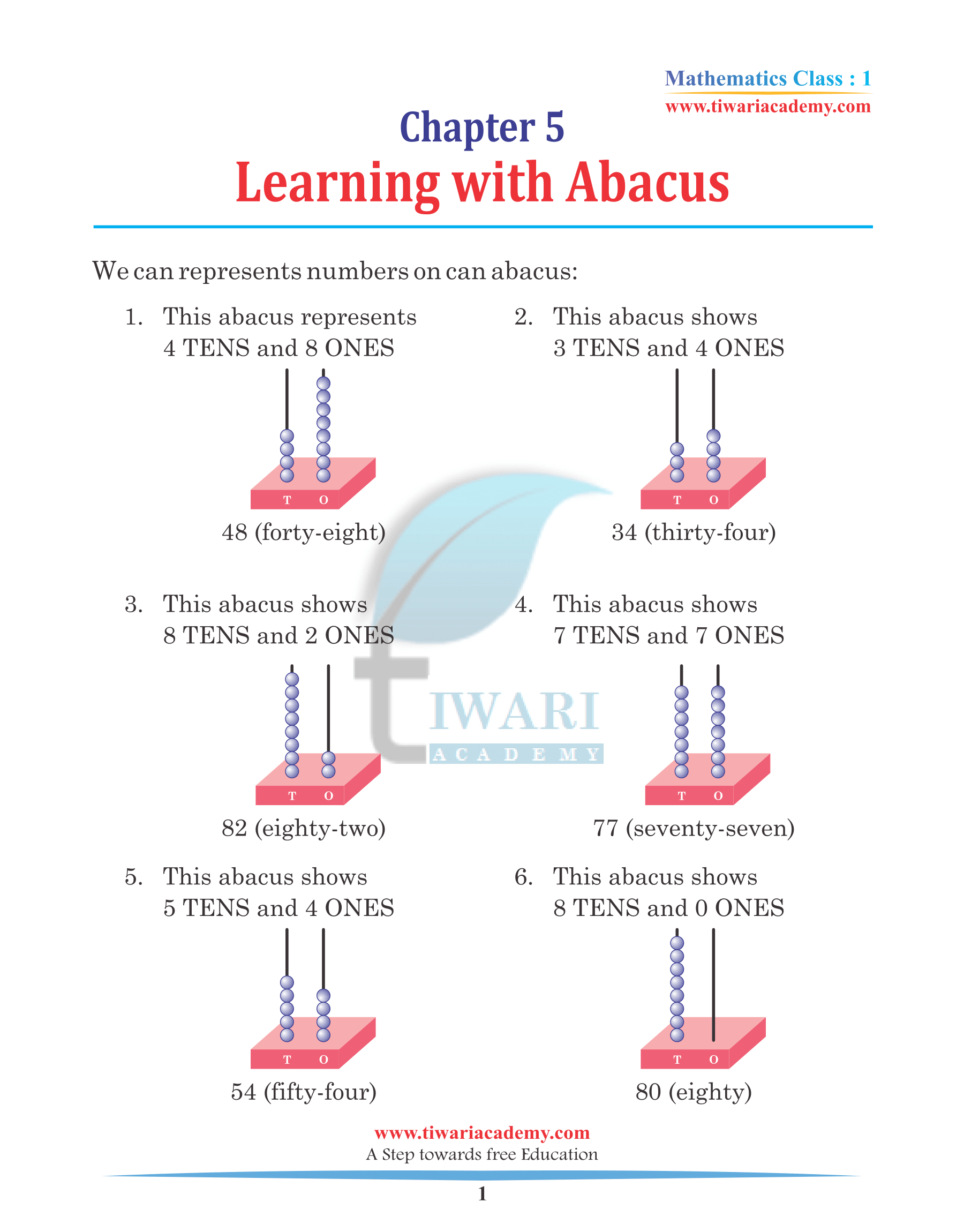 Class 1 Maths Chapter 5 Practice Book