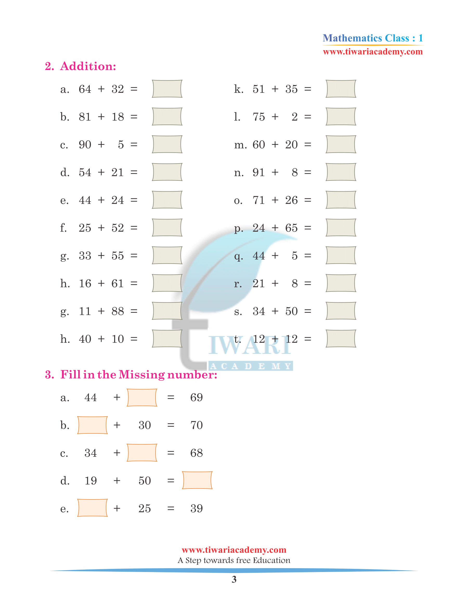 Class 1 Maths Chapter 6 Revision