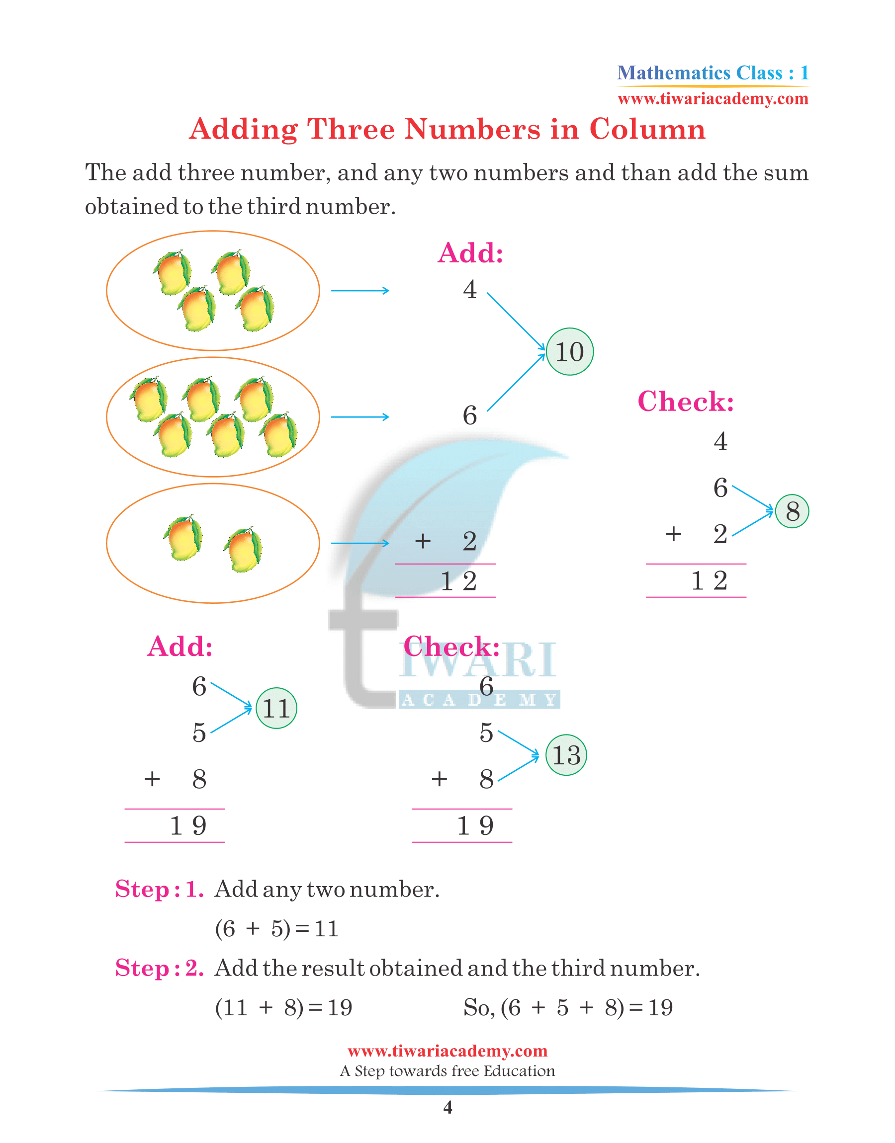 Class 1 Maths Chapter 7 Practice Book assignments