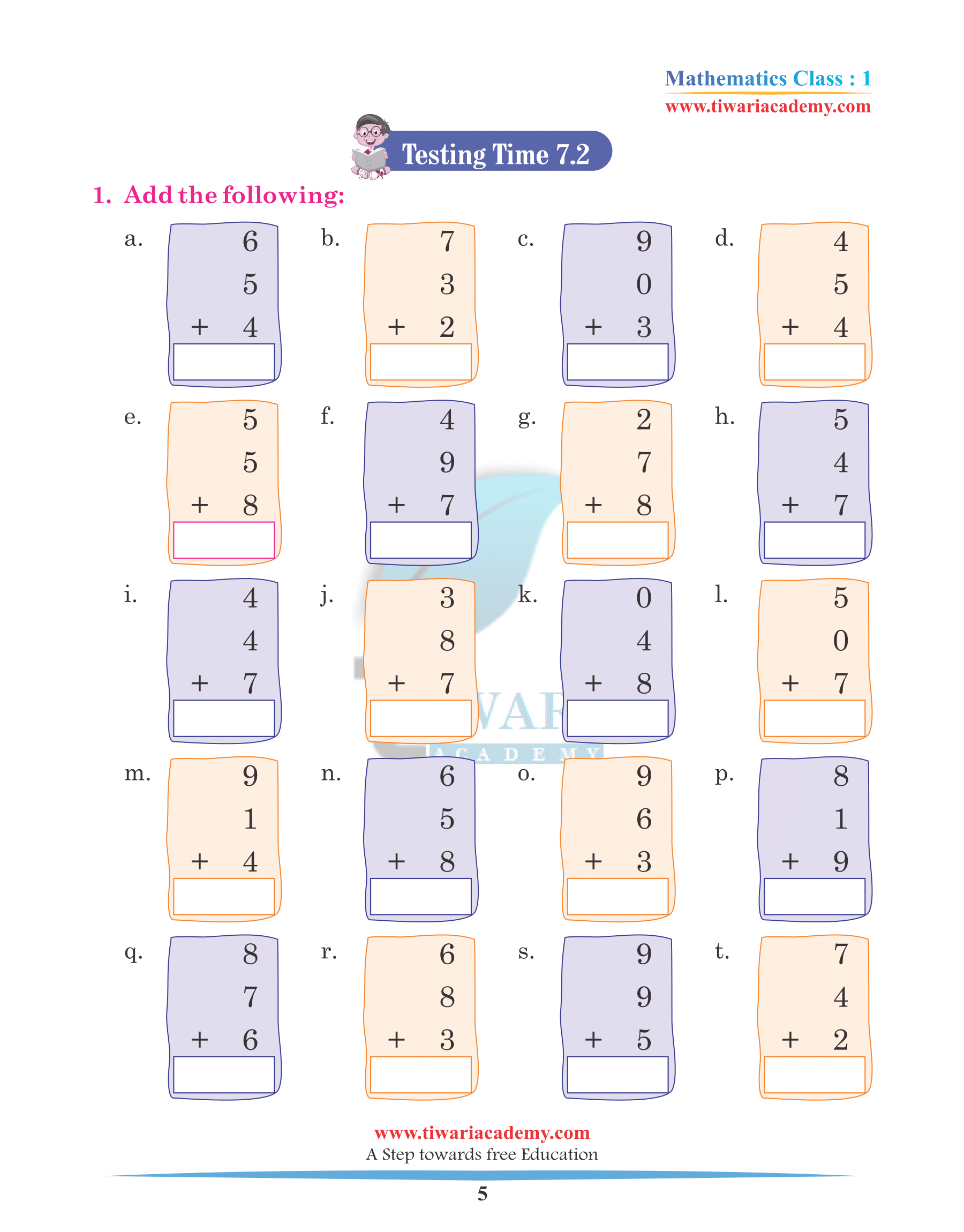 Class 1 Maths Chapter 7 Revision