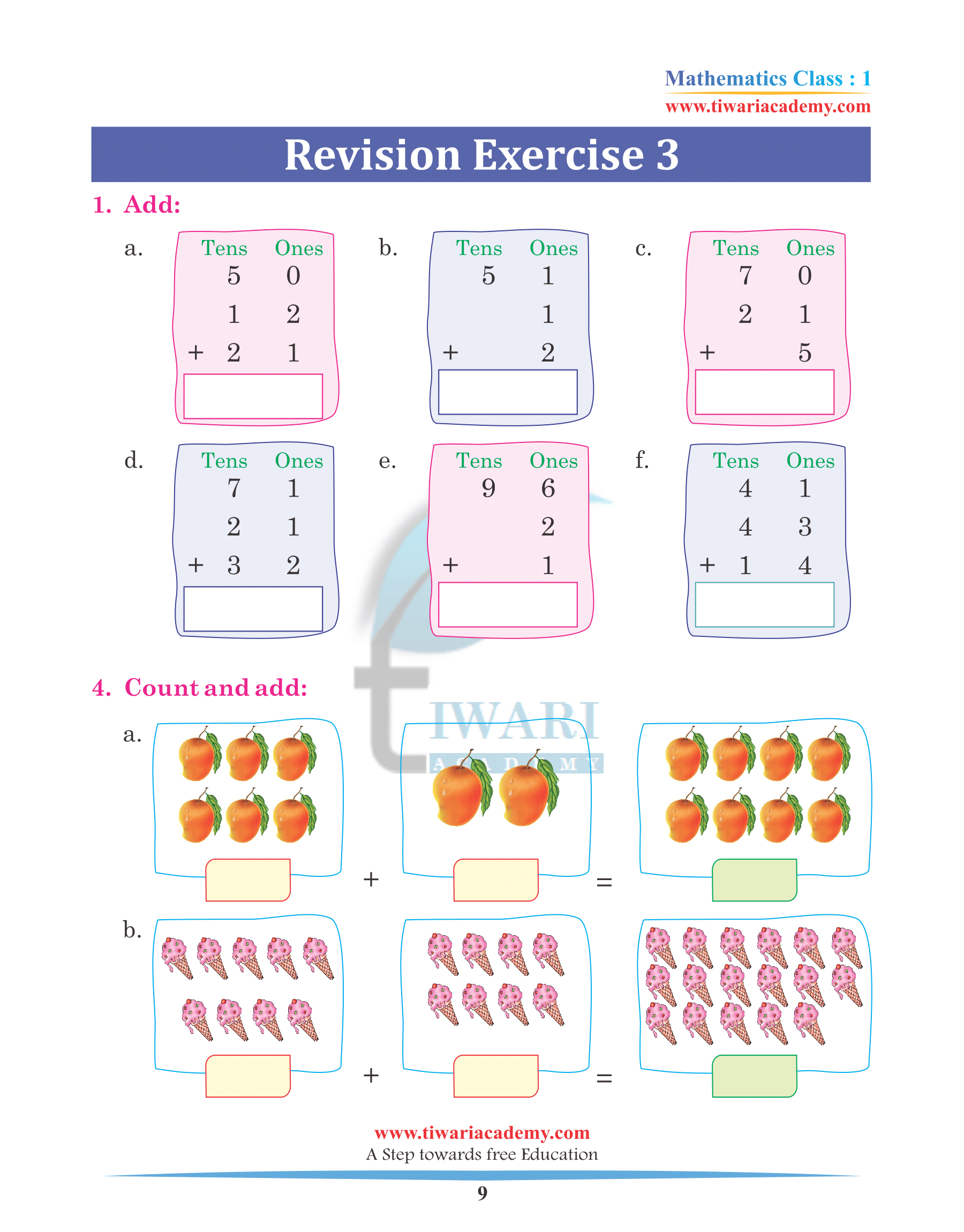 Class 1 Maths Chapter 7 Revision in PDF