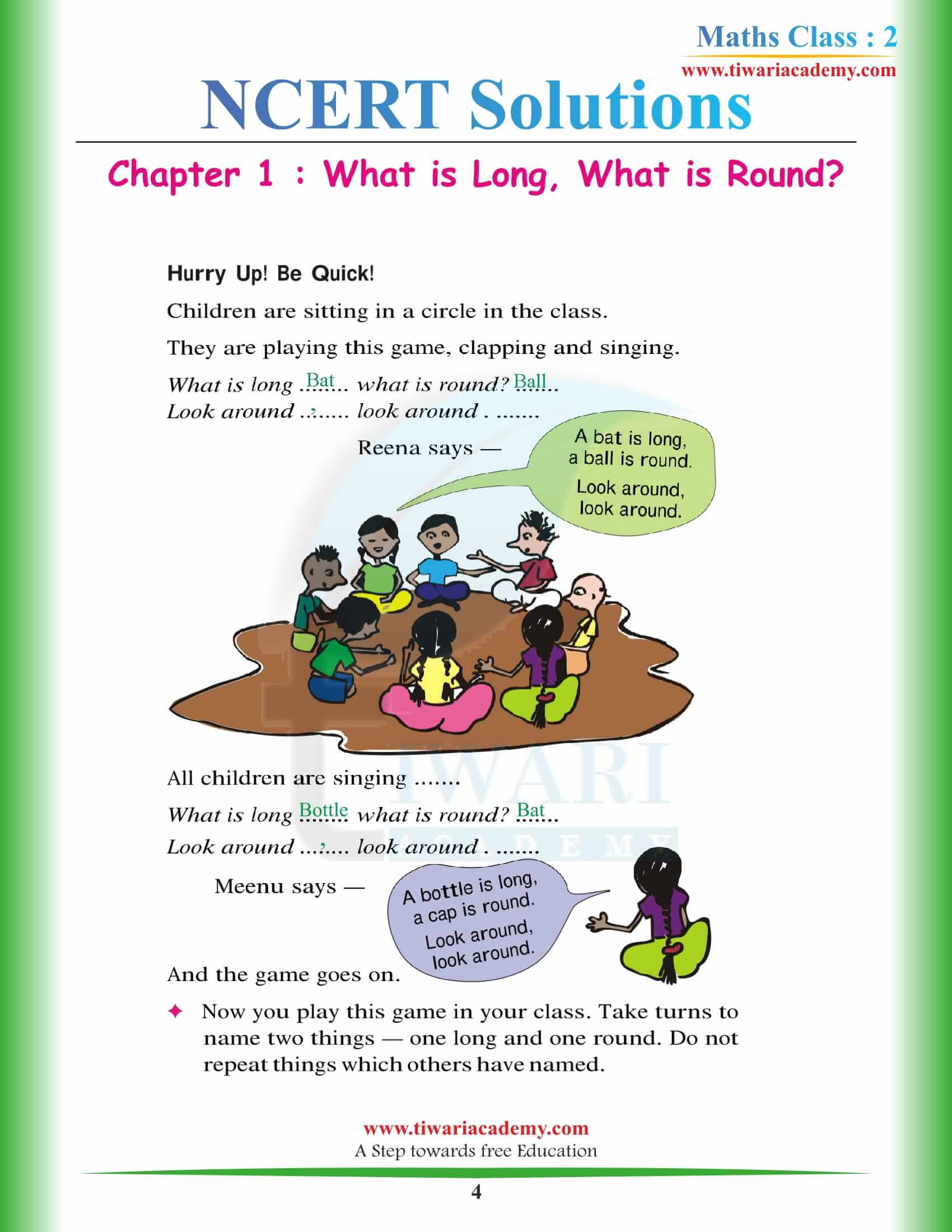 NCERT Solutions for Class 2 Maths Chapter 1