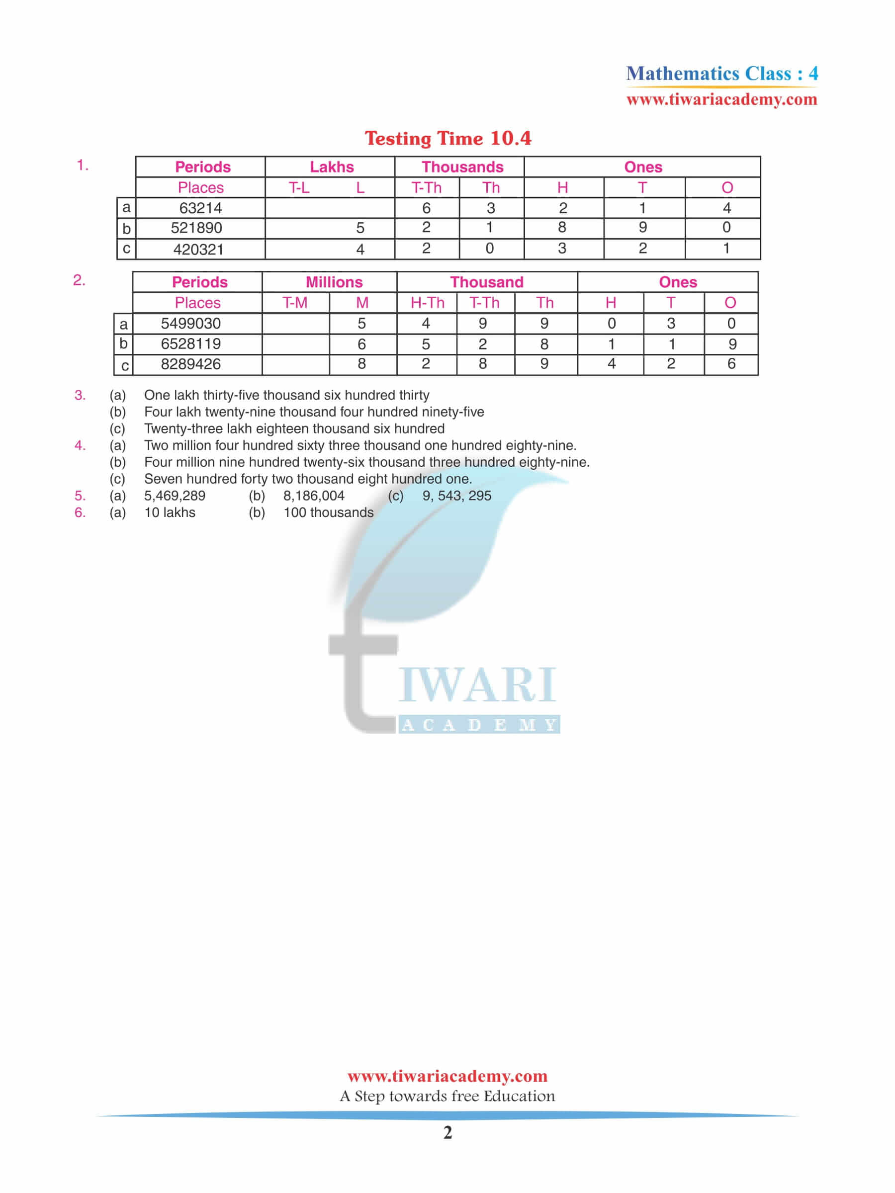 Class 4 Maths Chapter 10 Revision Book Answers pdf