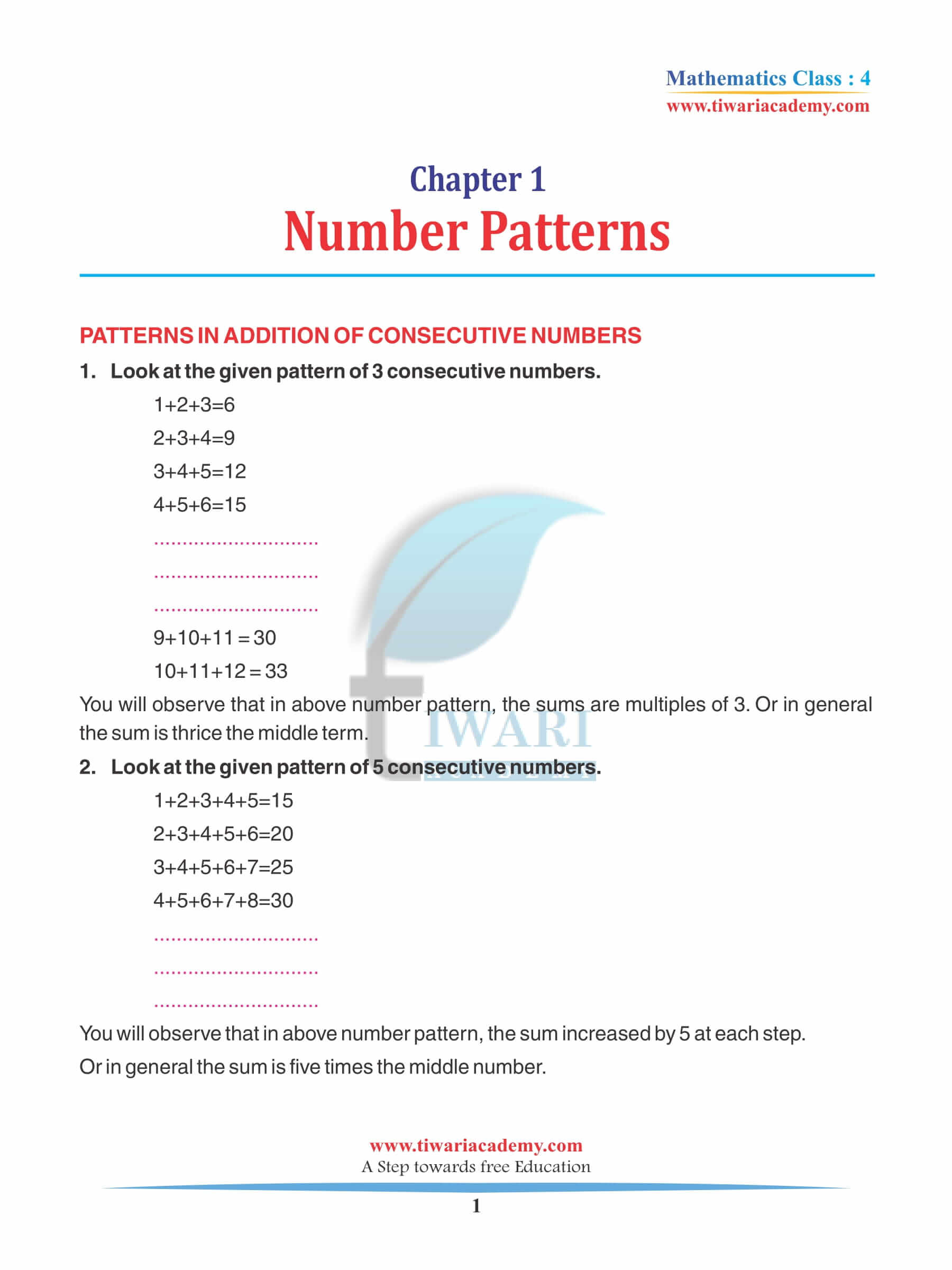 Class 4 Maths Chapter 1 Revision Book