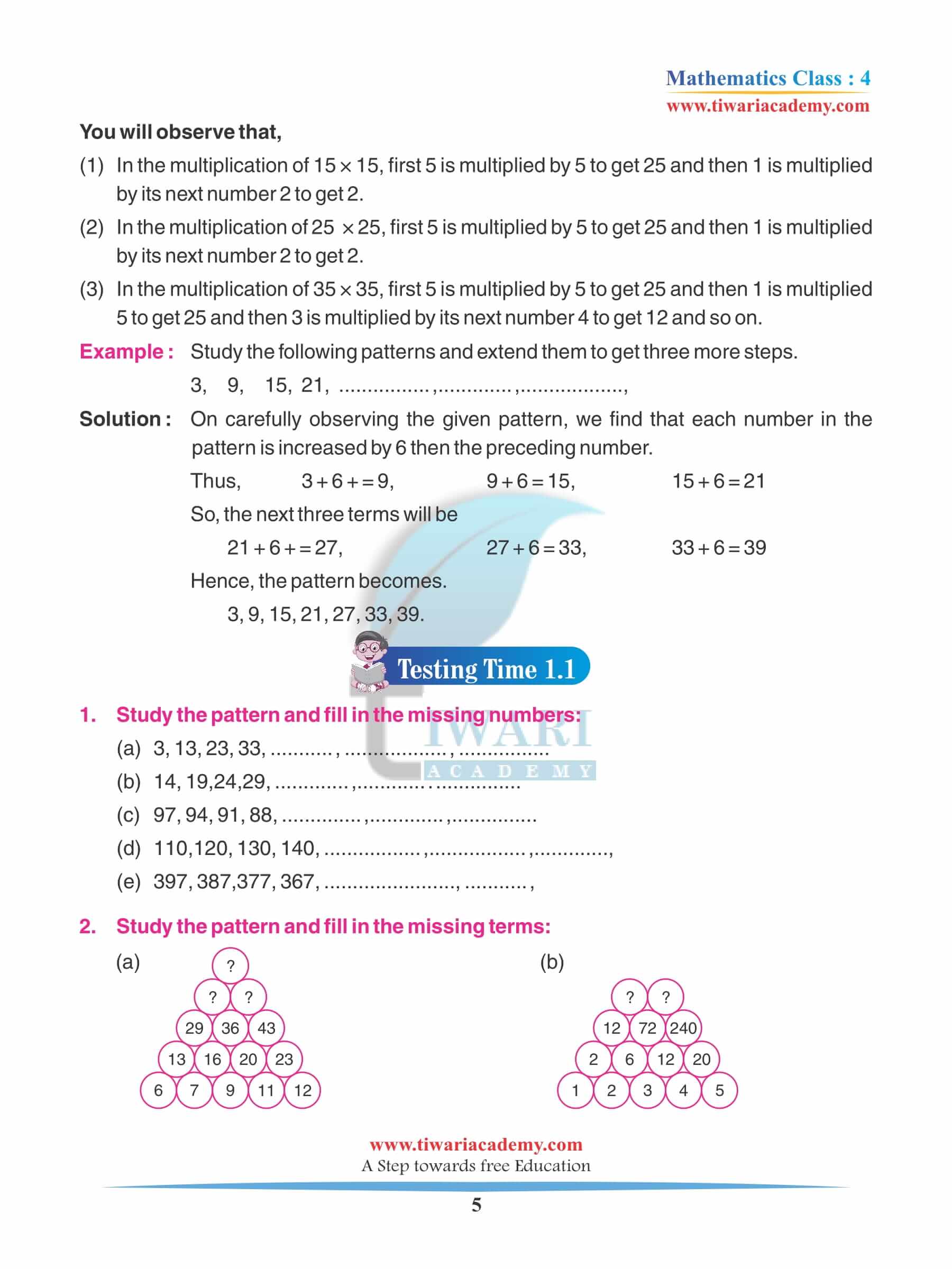 Class 4 Maths Chapter 1 Practice assignments