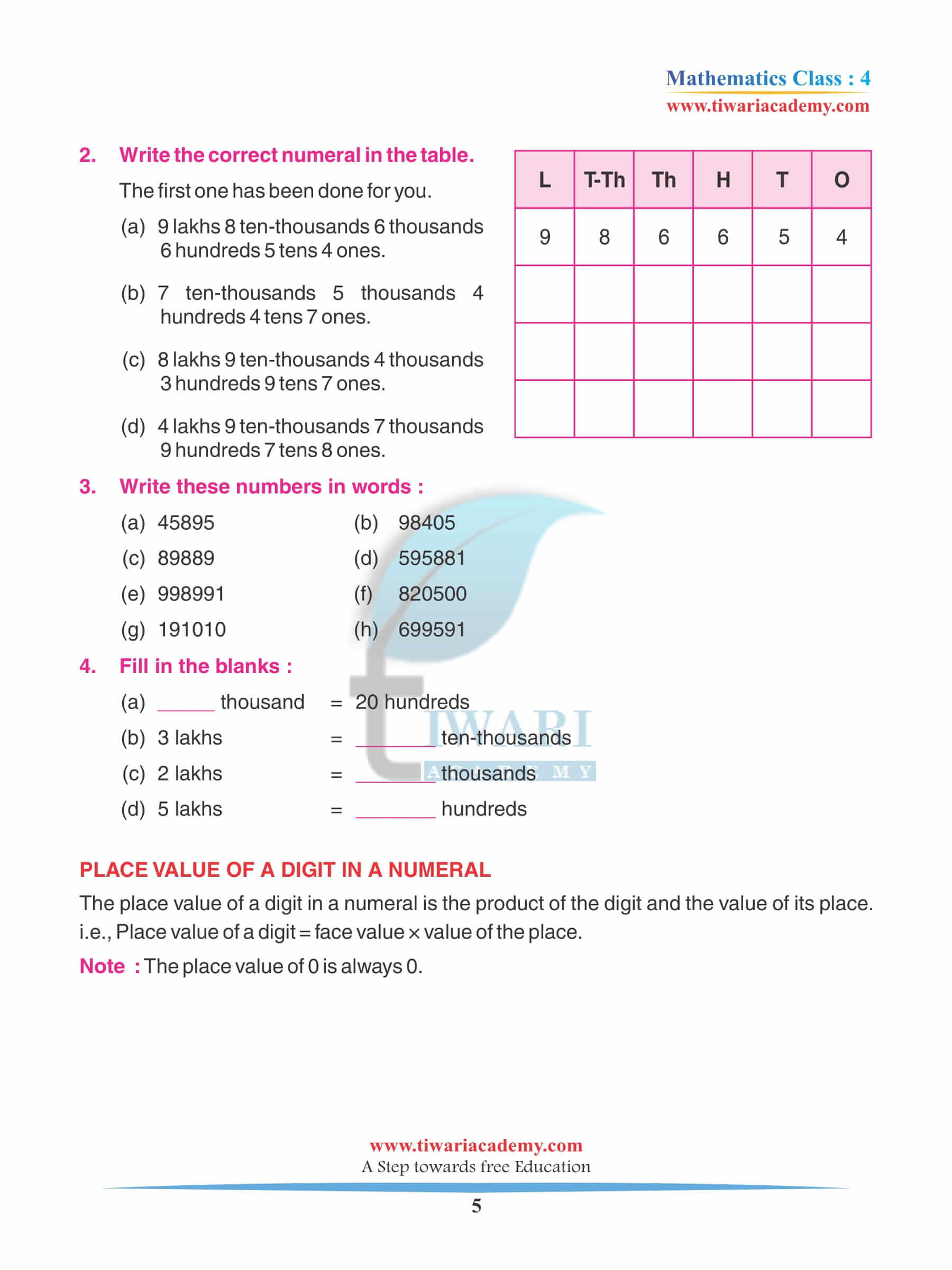 Class 4 Maths Chapter 10 Revision Extra Questions