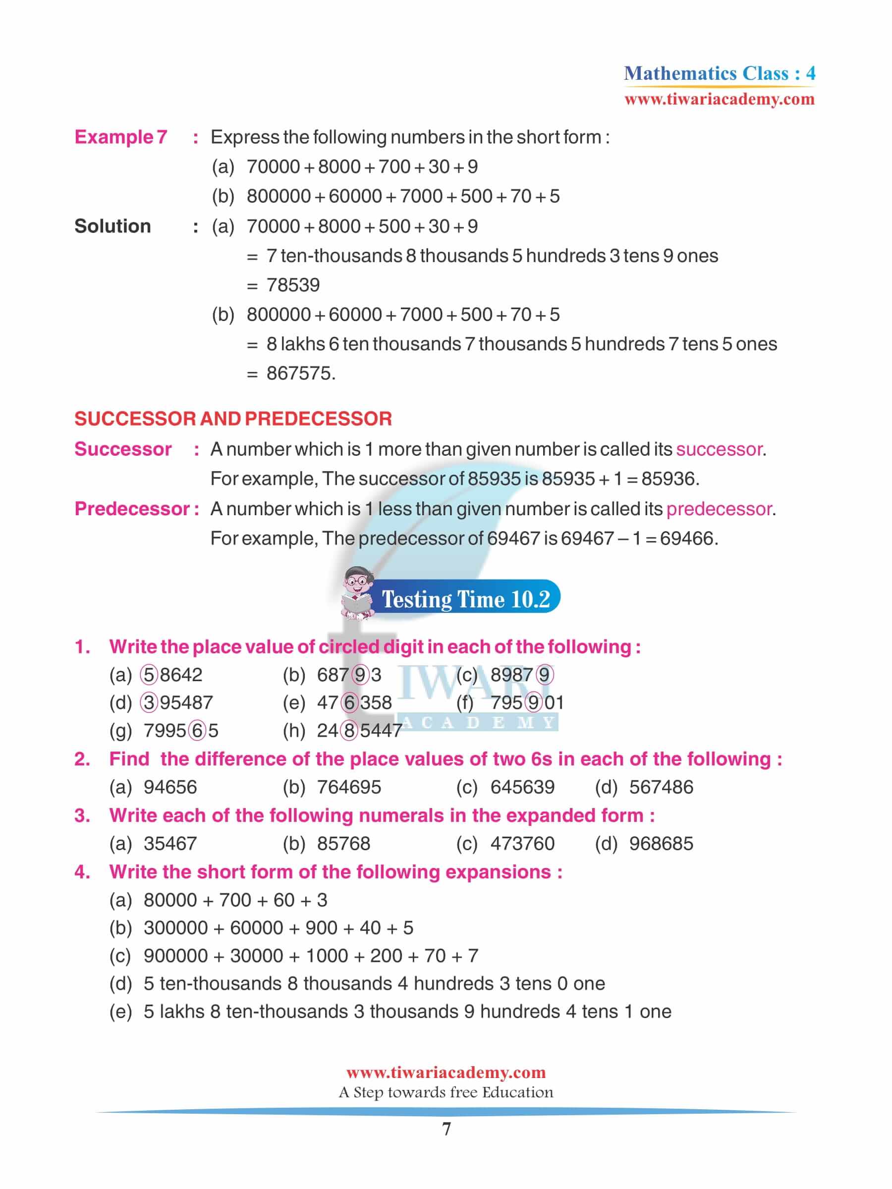 Class 4 Maths Chapter 10 Practice Exercises