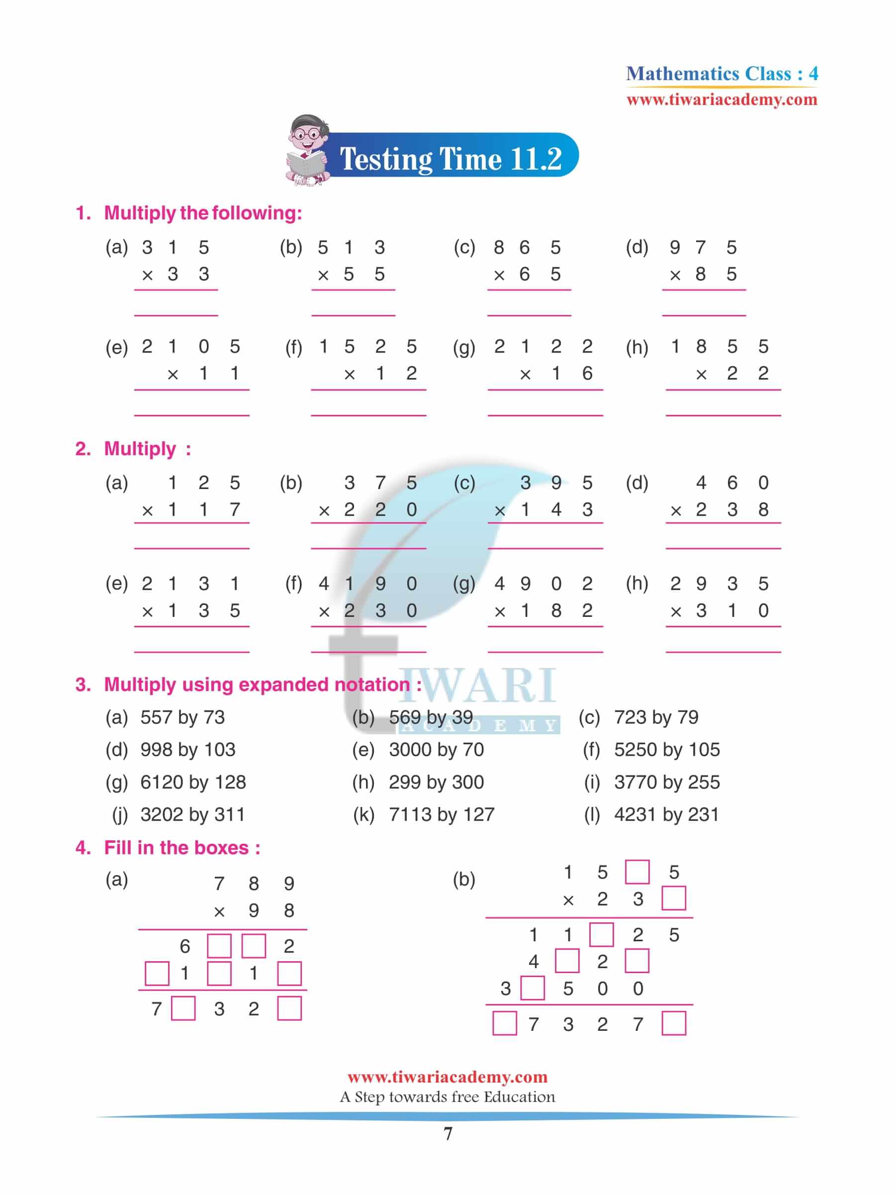 Class 4 Maths Chapter 11 Practice