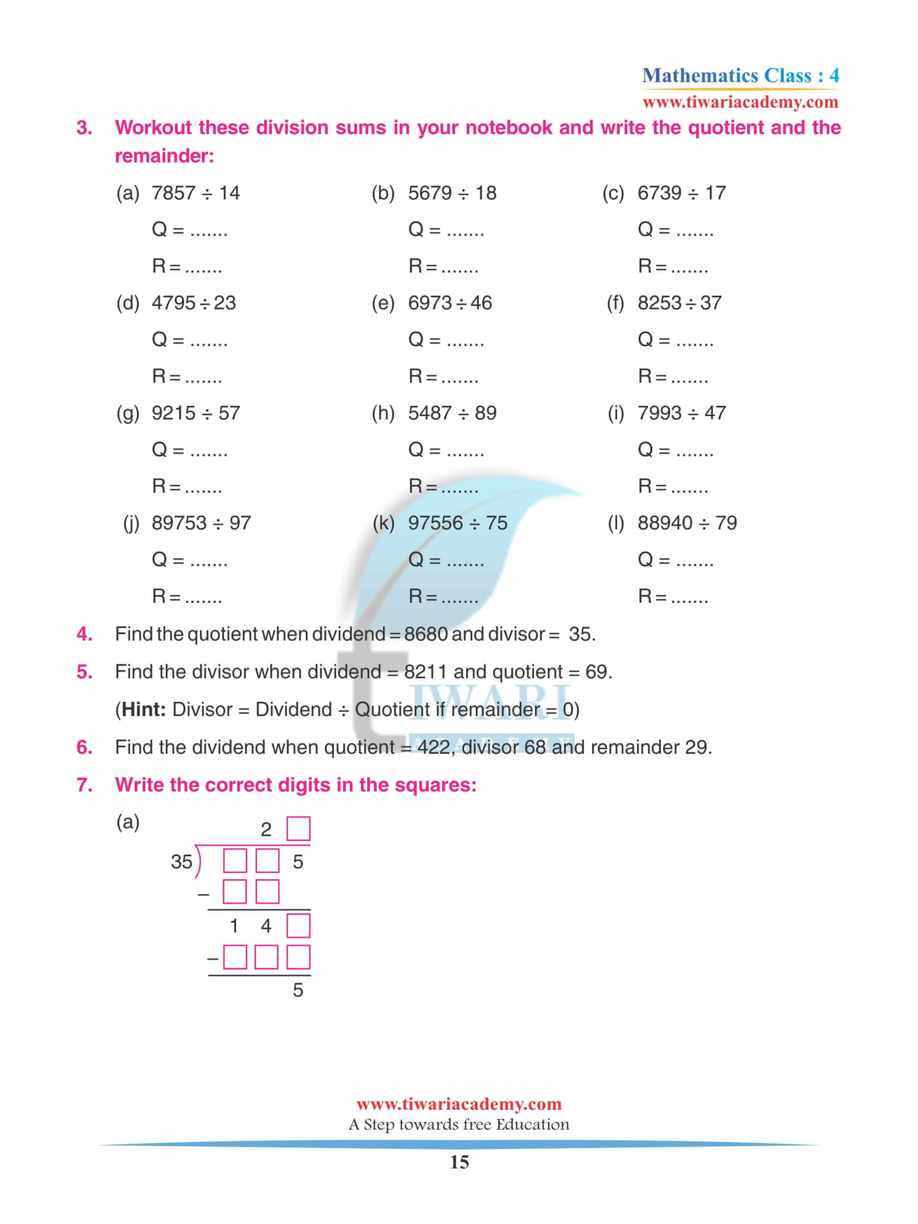 Class 4 Maths Chapter 11 Extra assignments