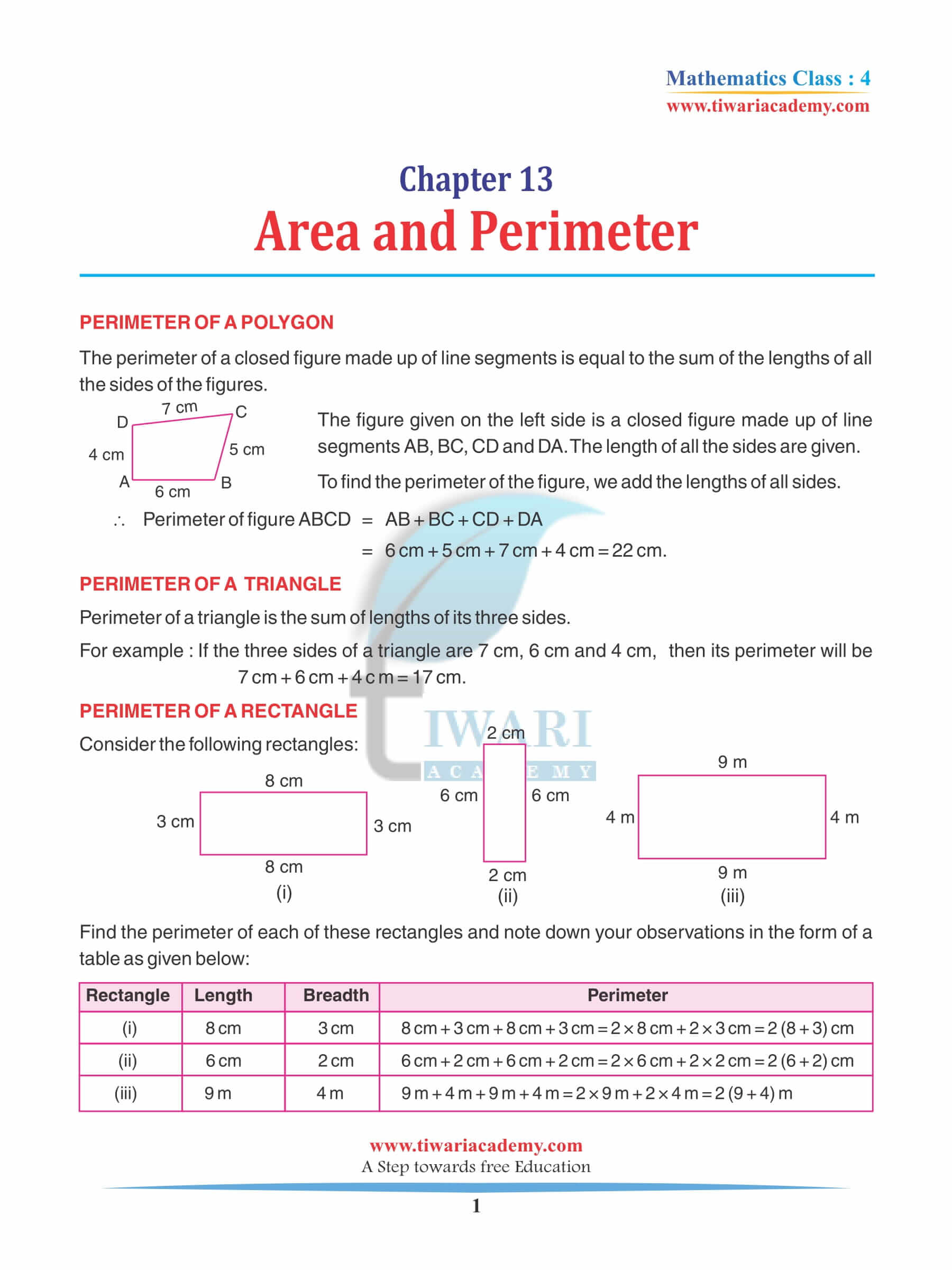 Class 4 Maths Chapter 13 Revision Book