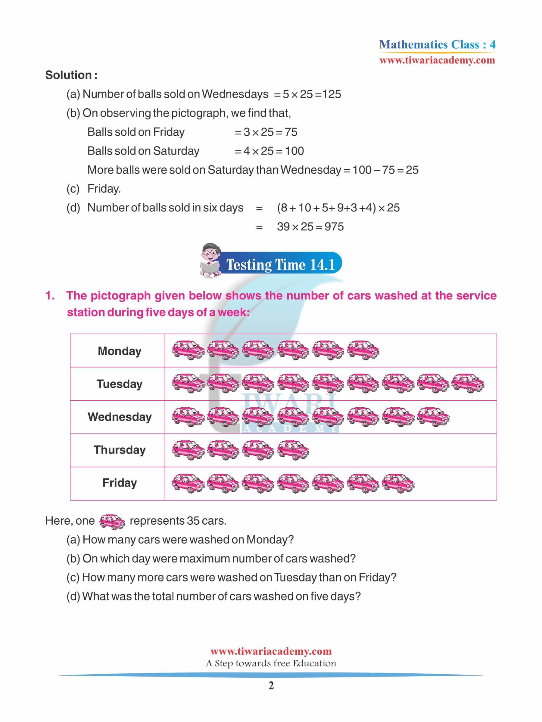 Class 4 Maths Chapter 14 Revision Question Answers