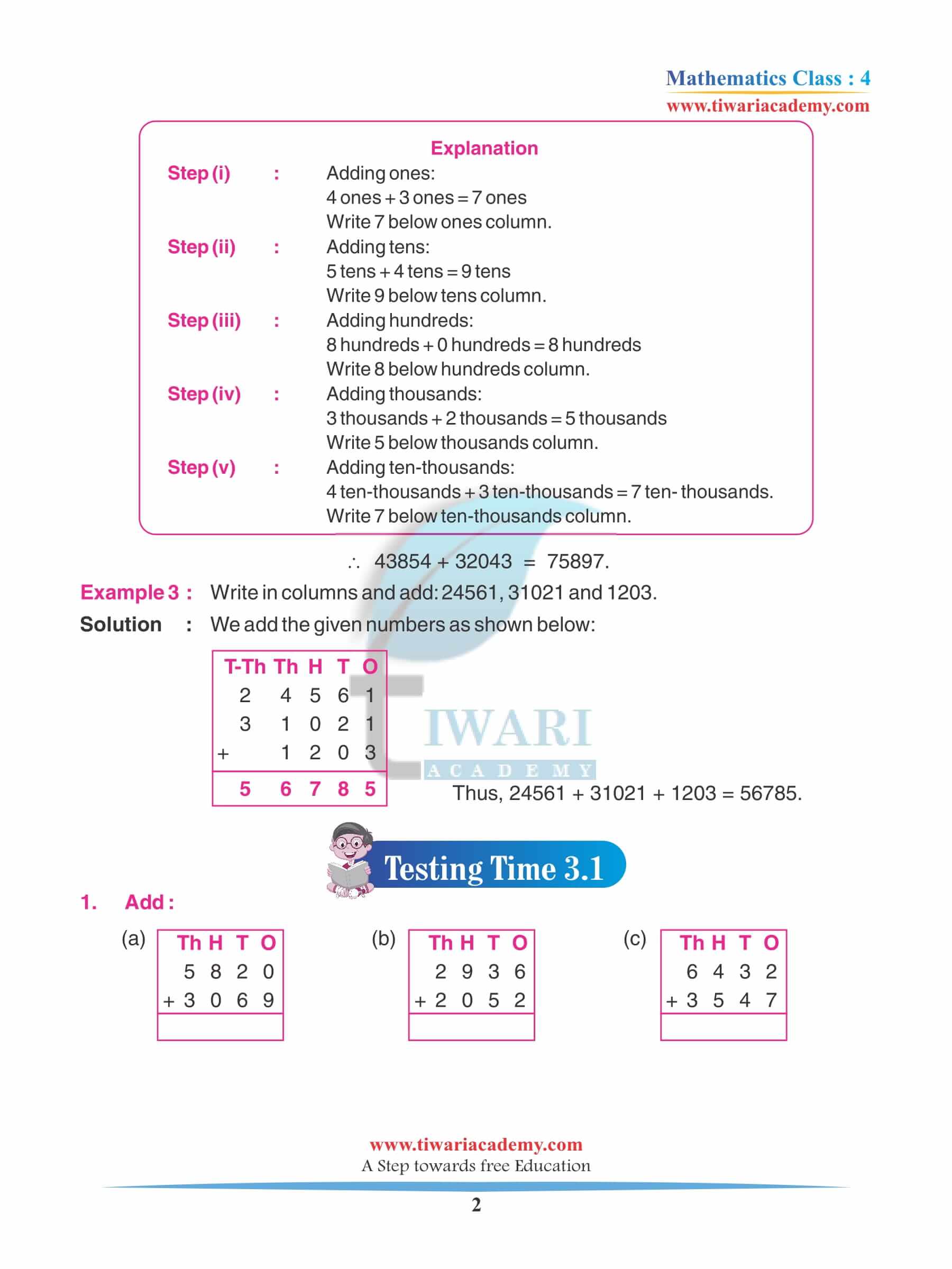 Class 4 Maths Chapter 3 Revision Questions