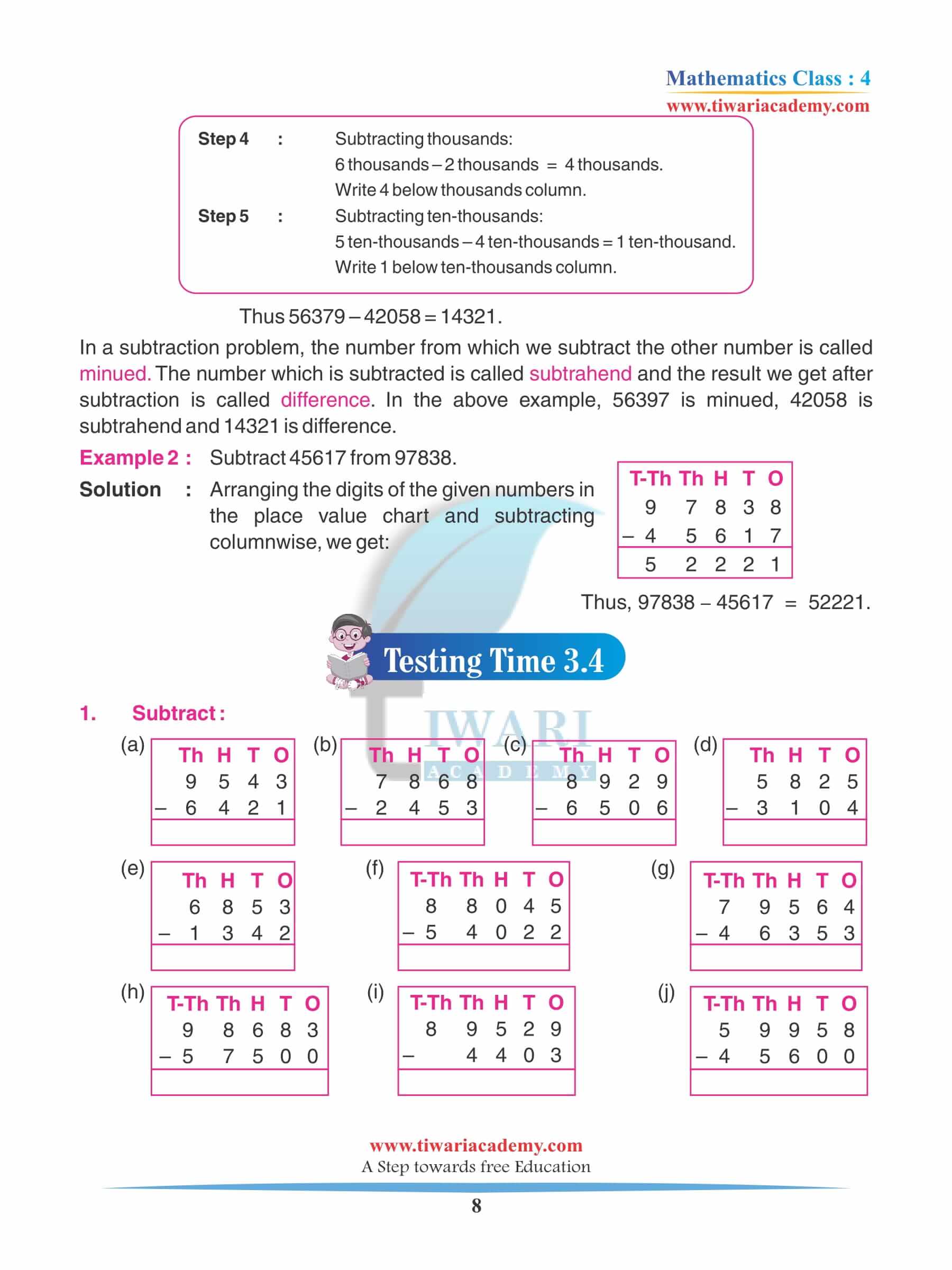 Class 4 Maths Chapter 3 Practice Assignments