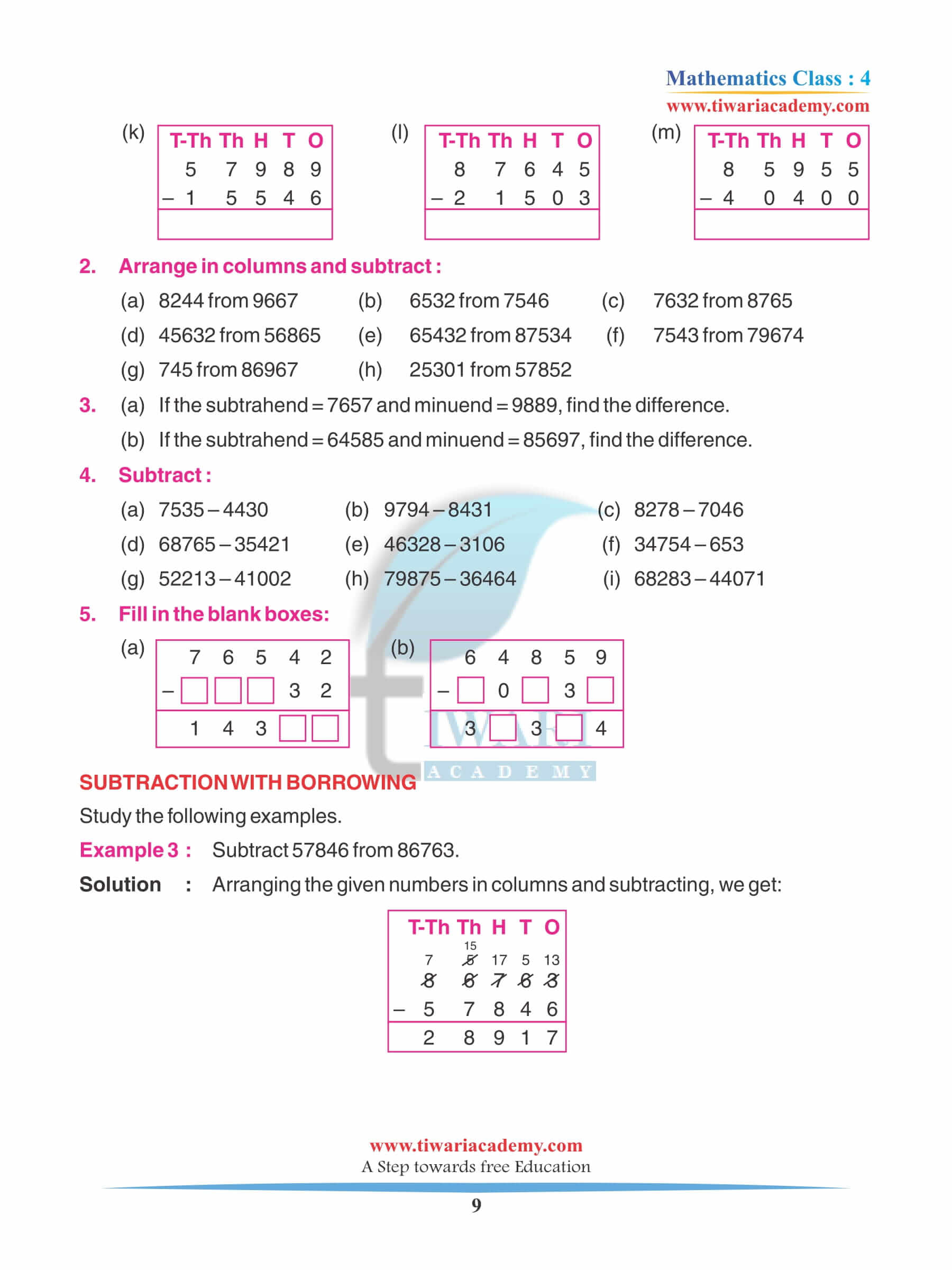 Class 4 Maths Chapter 3 Practice Questions