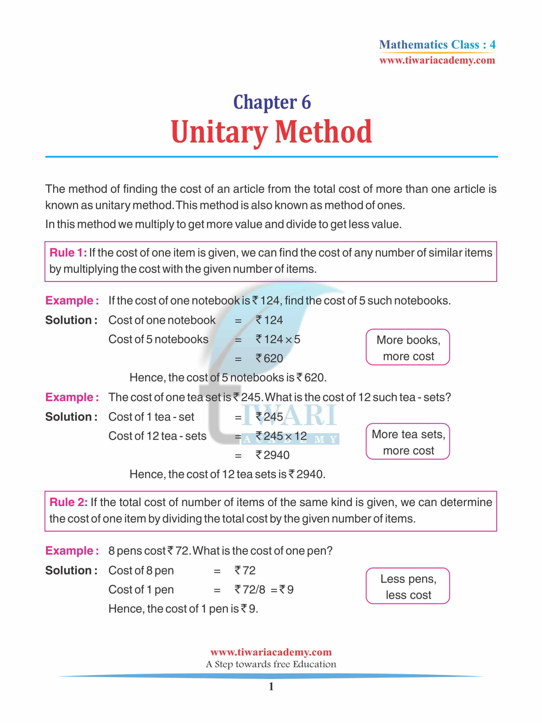 Class 4 Maths Chapter 6 Revision Book