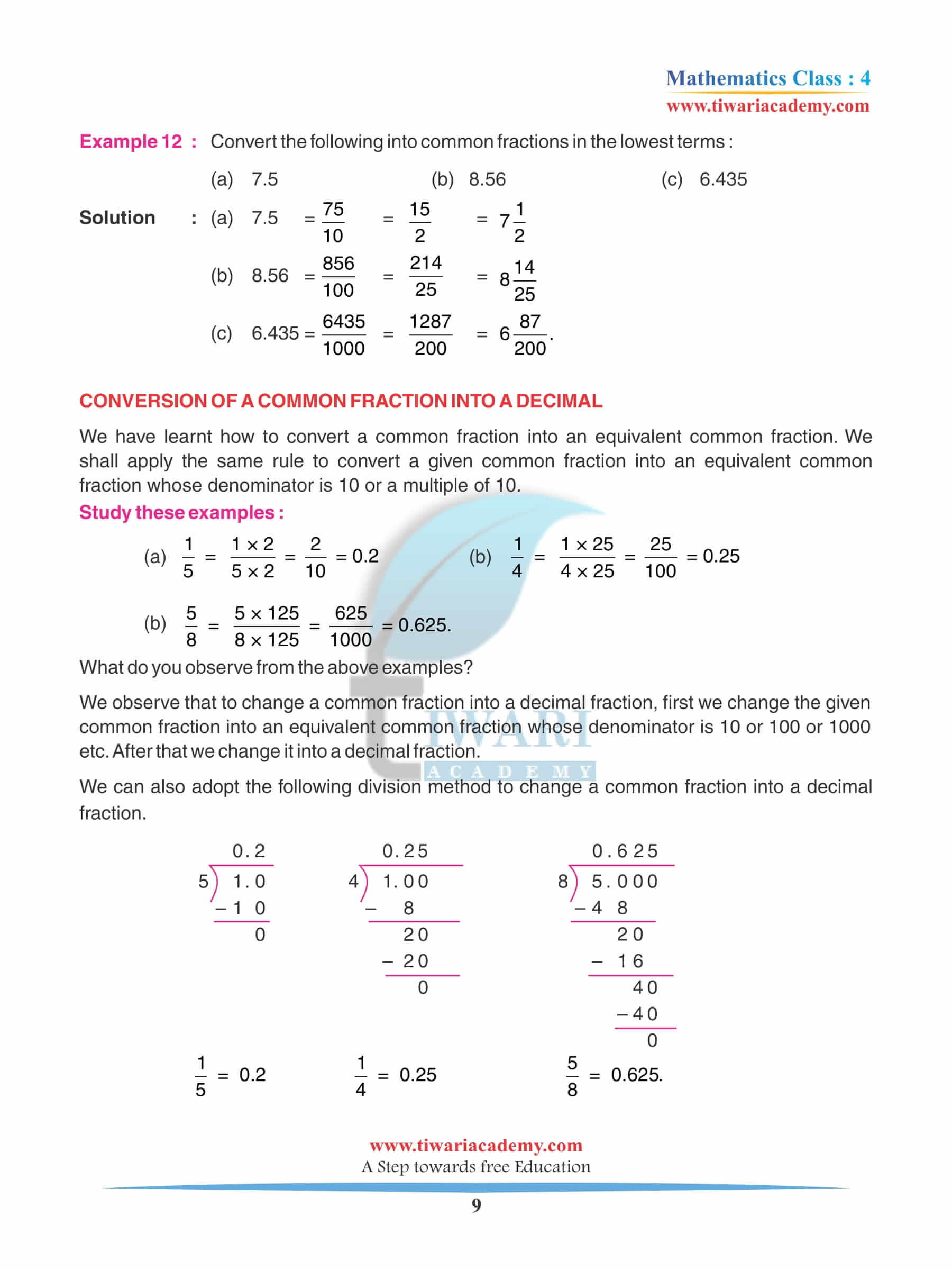 Class 4 Maths Chapter 9 Practice book