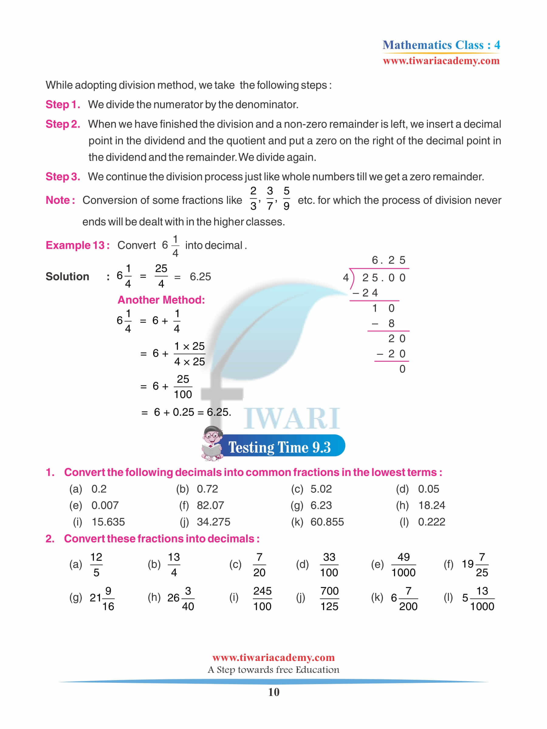 Class 4 Maths Chapter 9 Practice Exercises
