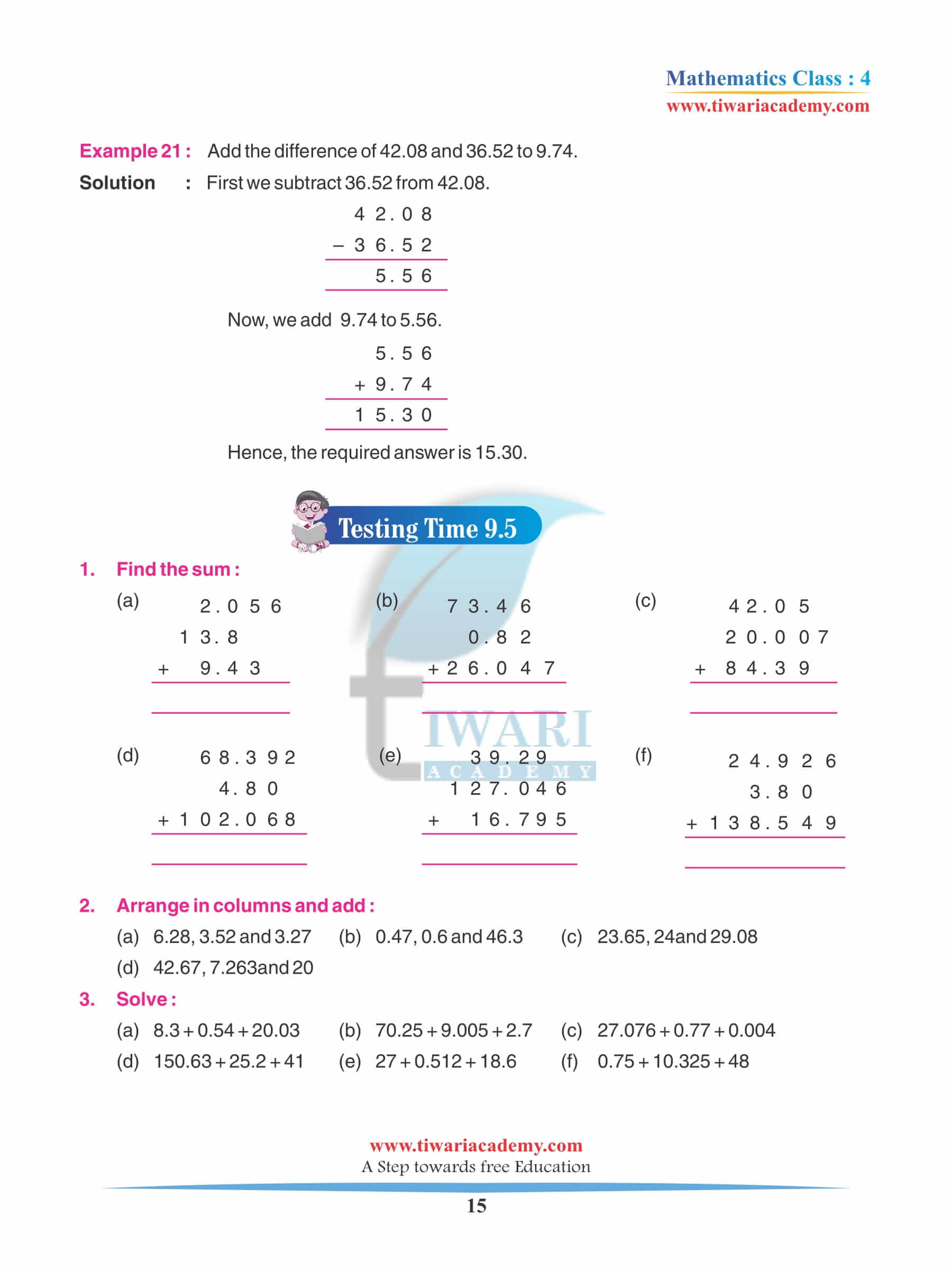 Class 4 Maths Chapter 9 Practice free download