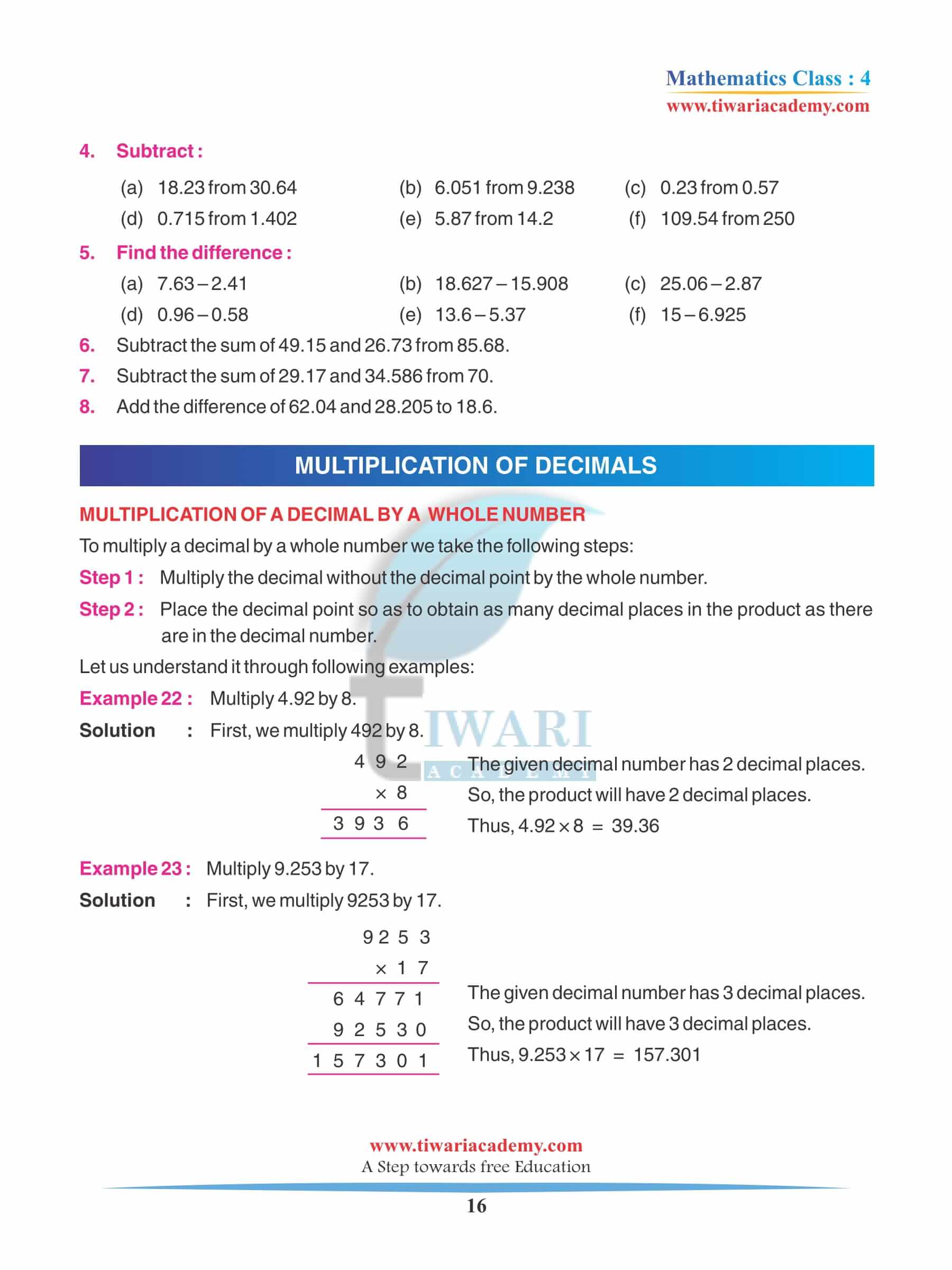 Class 4 Maths Chapter 9 Practice Book