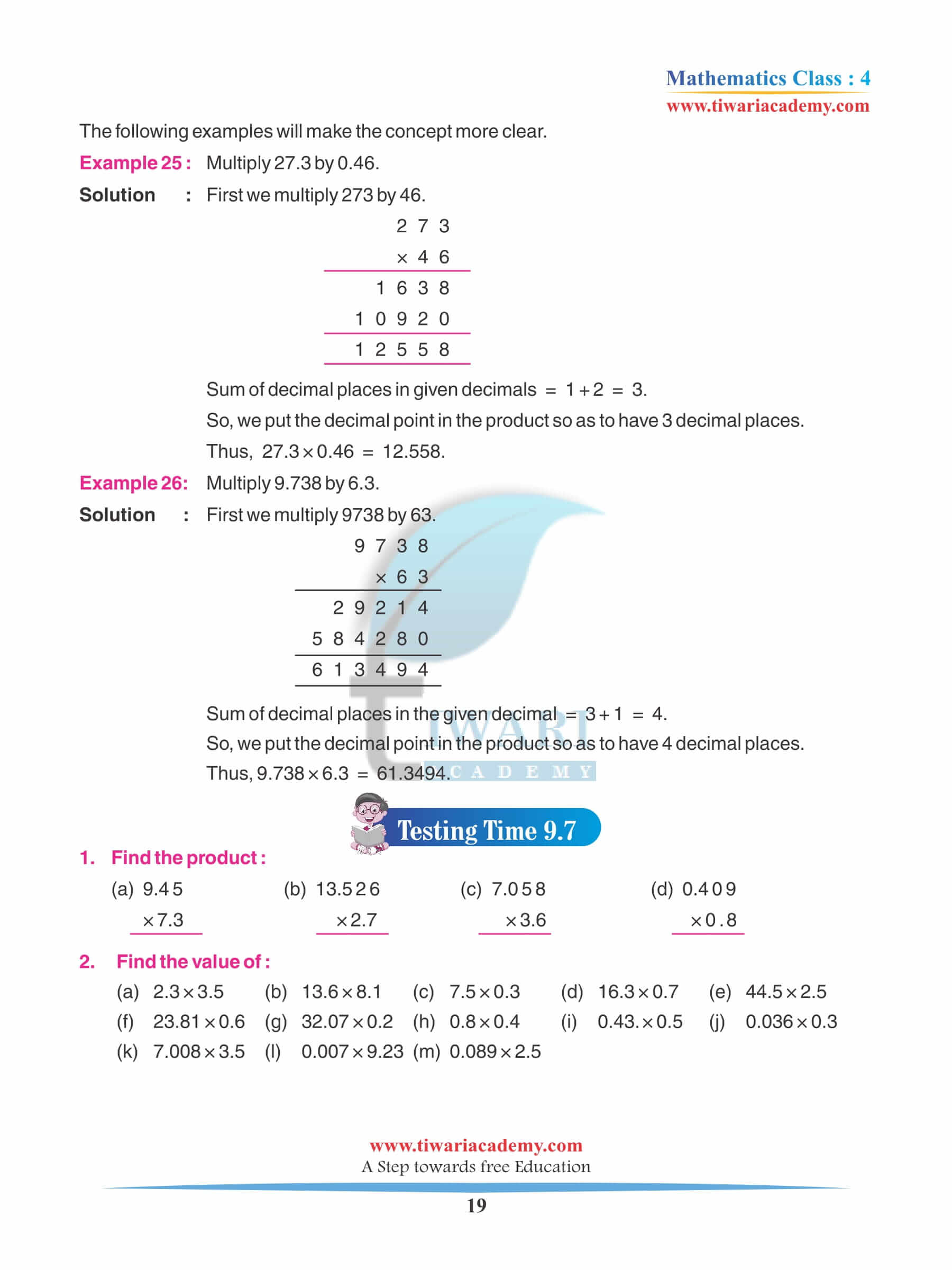 Class 4 Maths Chapter 9 Practice Book in English