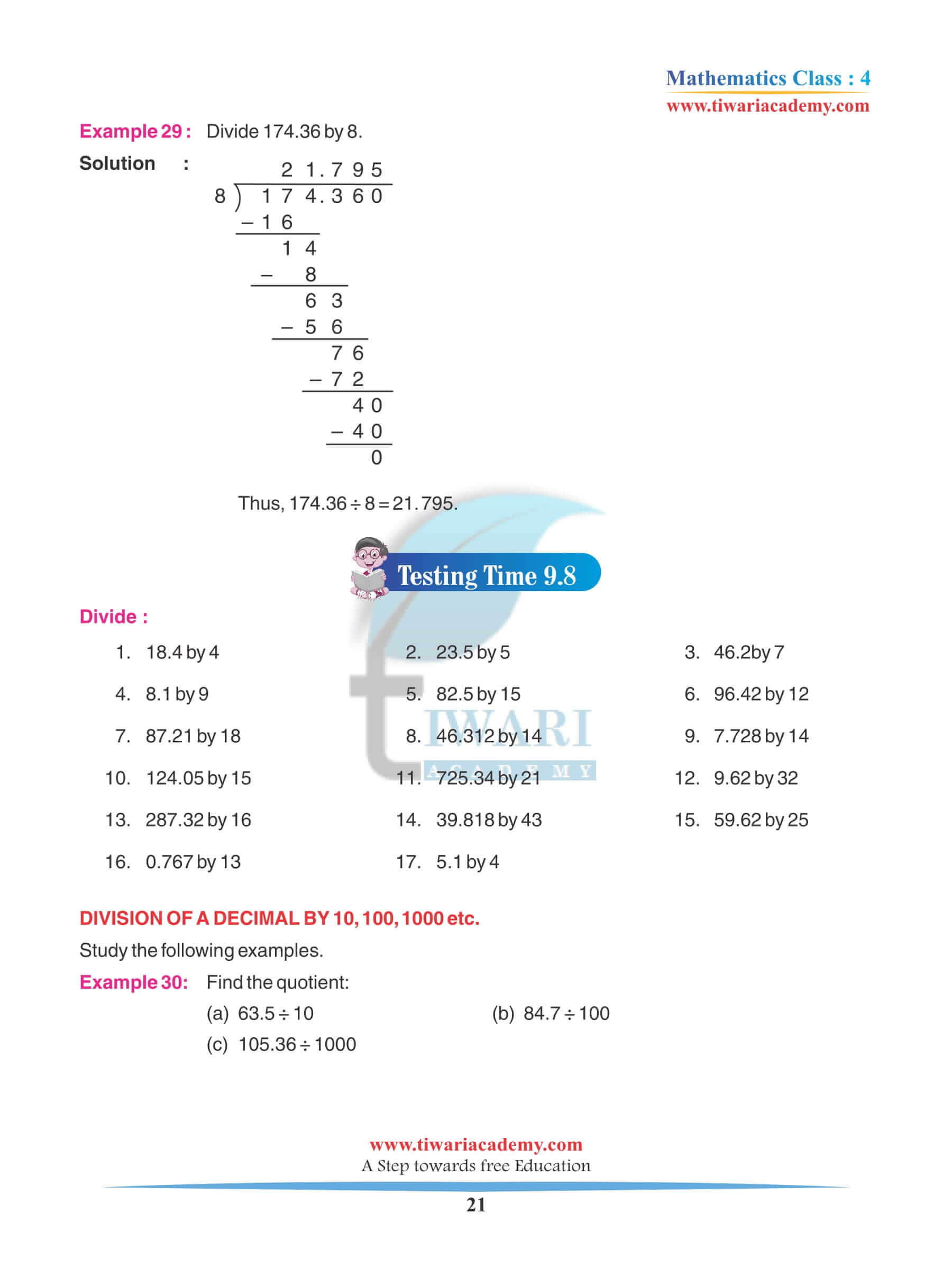 Class 4 Maths Chapter 9 Practice Assignments questions