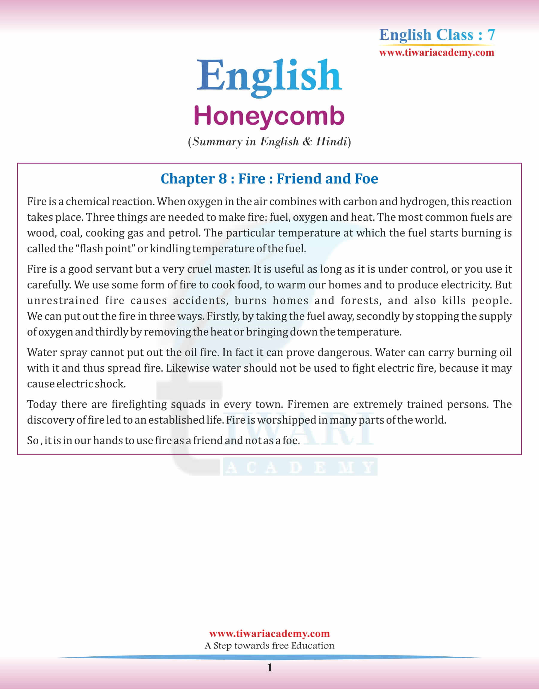 Class 7 English Chapter 8 Summary in English