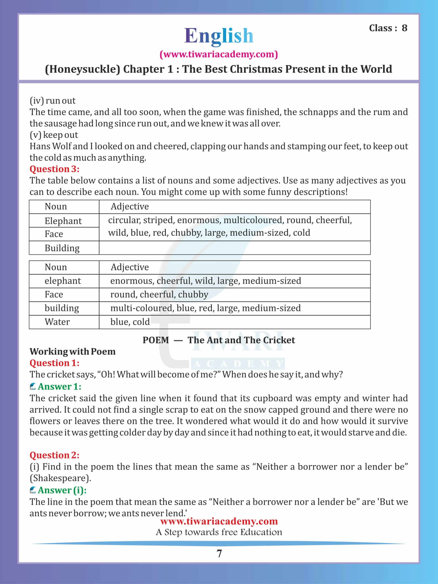 Class 8 English Honeydew Chapter 1 pdf download